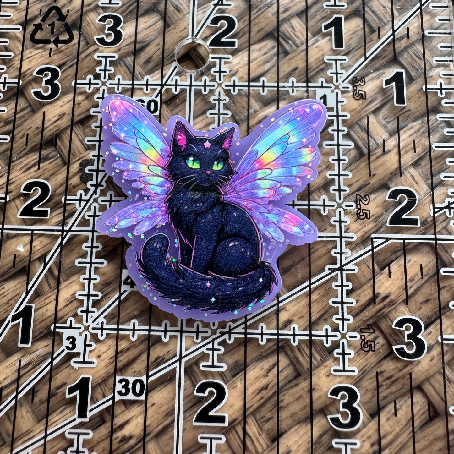 Acrylic Fatback, Planar, Cabochon, Craft Supply -Humor, Butterfly Black Cat