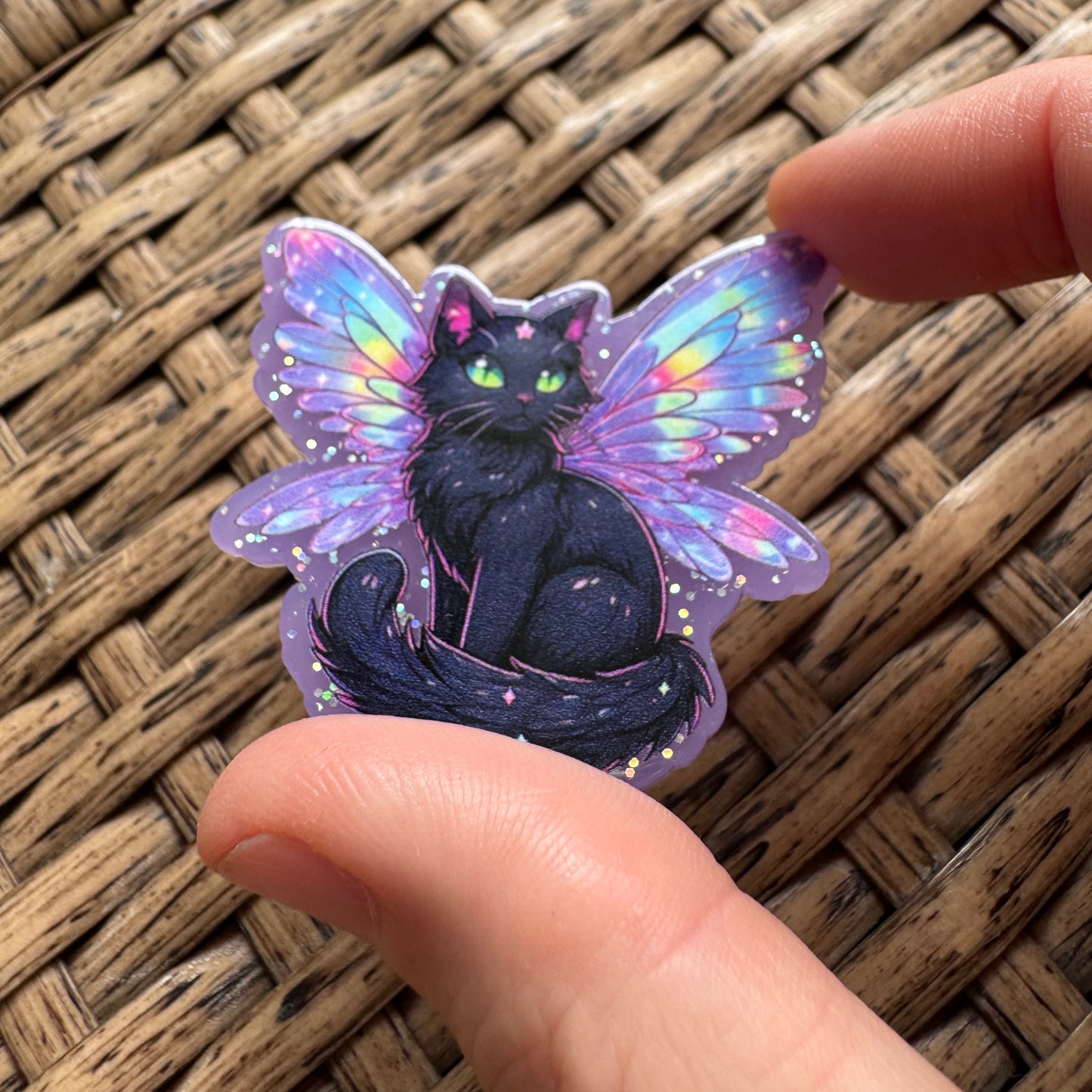 Acrylic Fatback, Planar, Cabochon, Craft Supply -Humor, Butterfly Black Cat