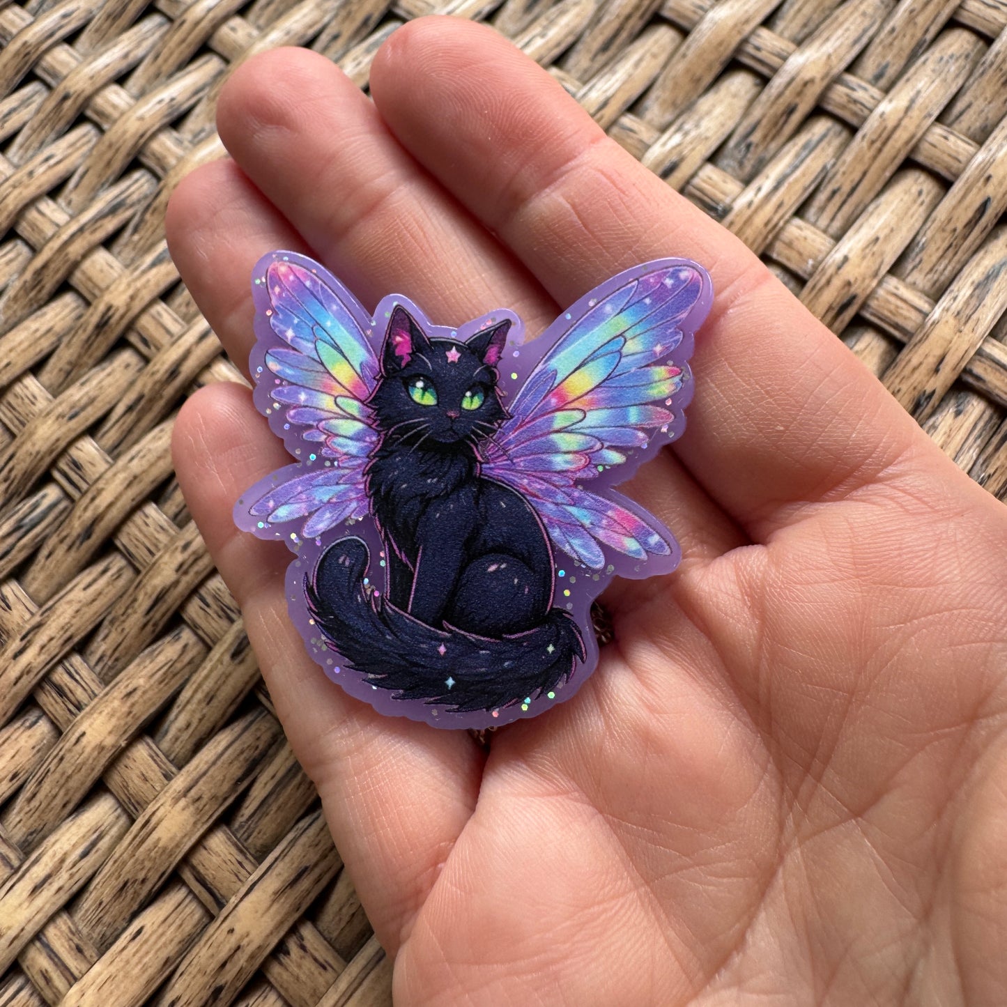 Acrylic Fatback, Planar, Cabochon, Craft Supply -Humor, Butterfly Black Cat