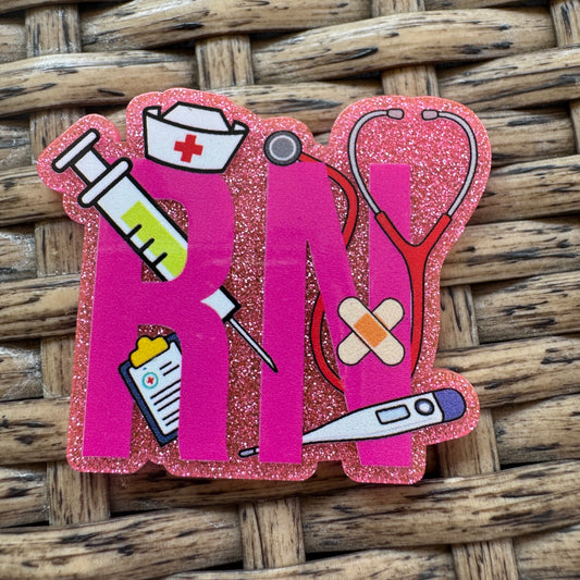 Acrylic Fatback, Planar, Cabochon, Craft Supply - RN Pink Nurse