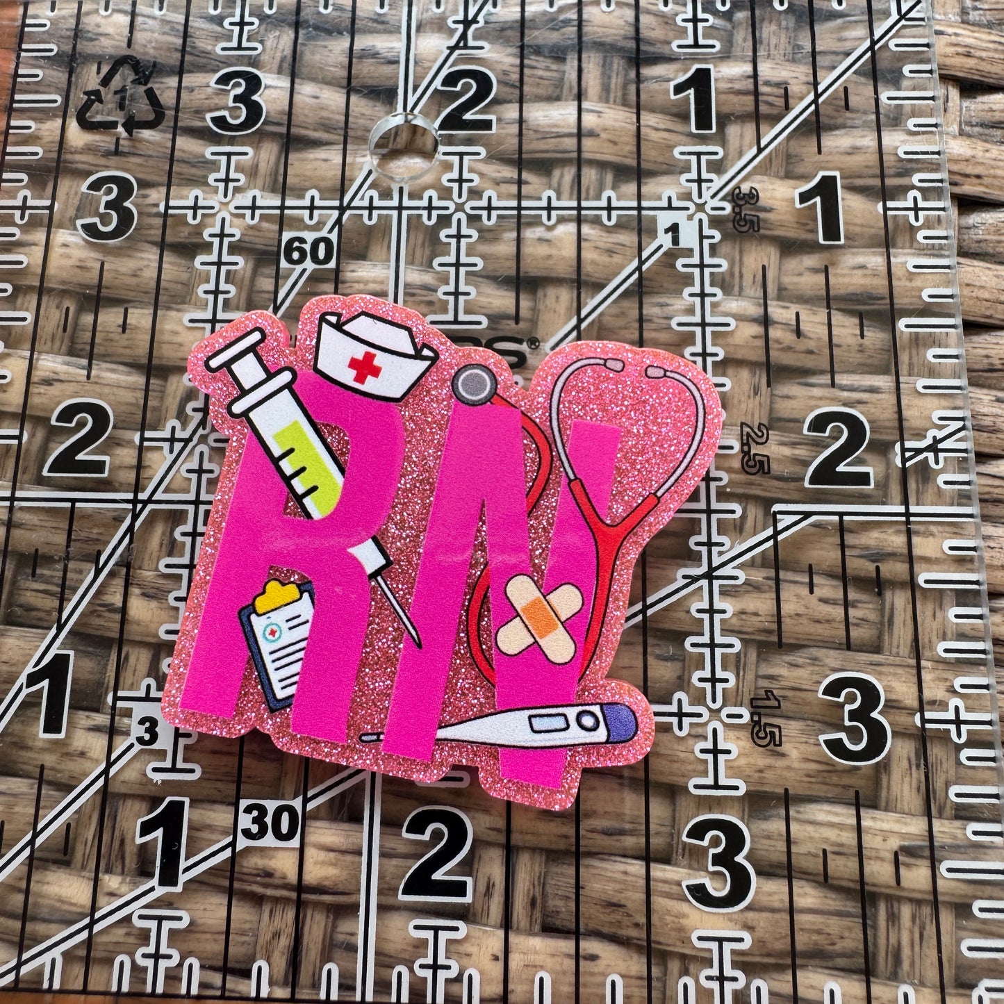 Acrylic Fatback, Planar, Cabochon, Craft Supply - RN Pink Nurse