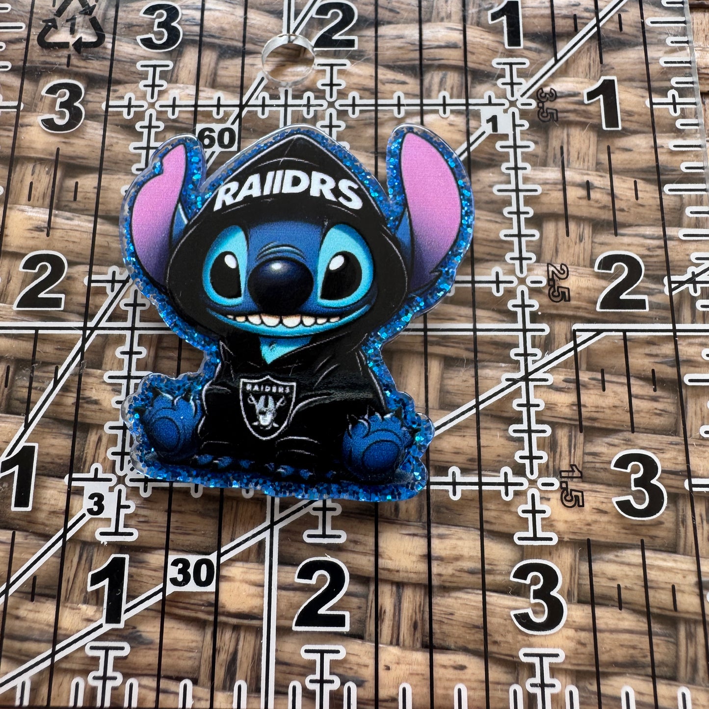 Acrylic Fatback, Planar, Cabochon, Craft Supply - Sports Stitch Football Raiders