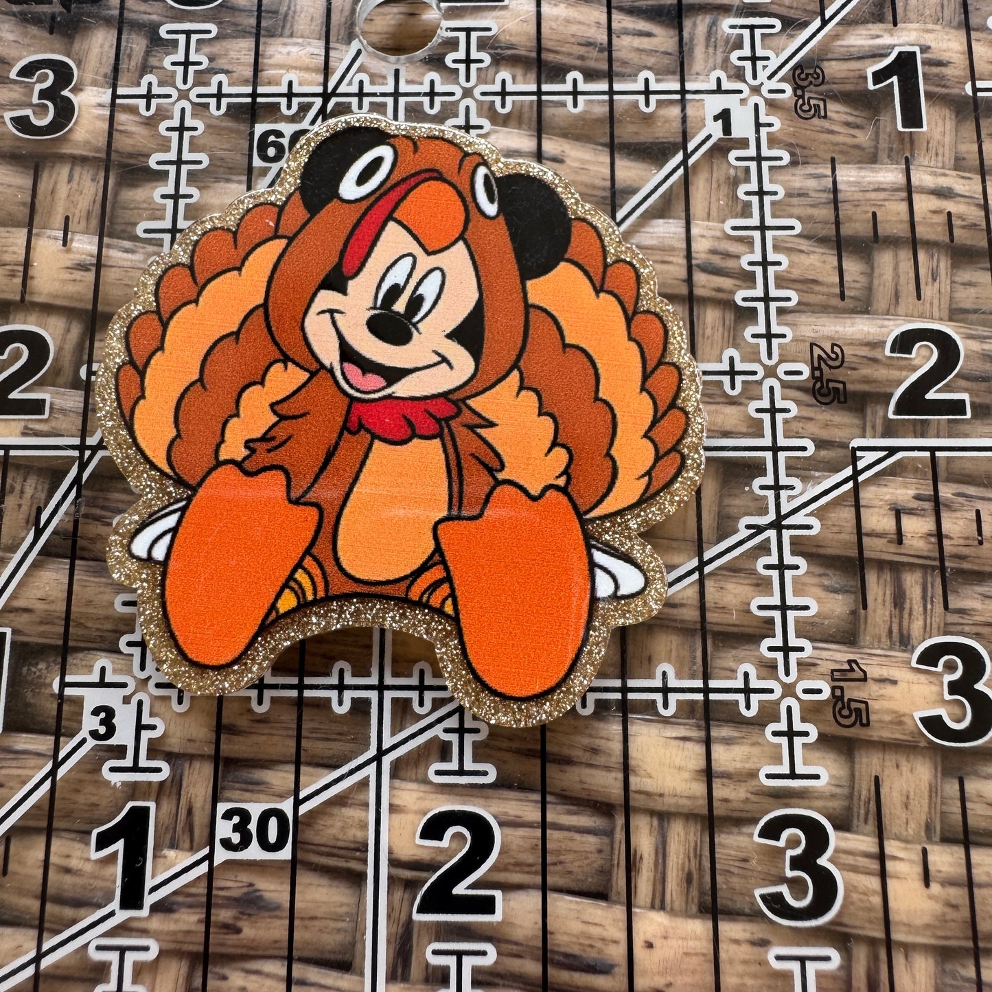 Acrylic Fatback, Planar, Cabochon, Craft Supply - Cartoon Mickey Turkey Thanksgiving