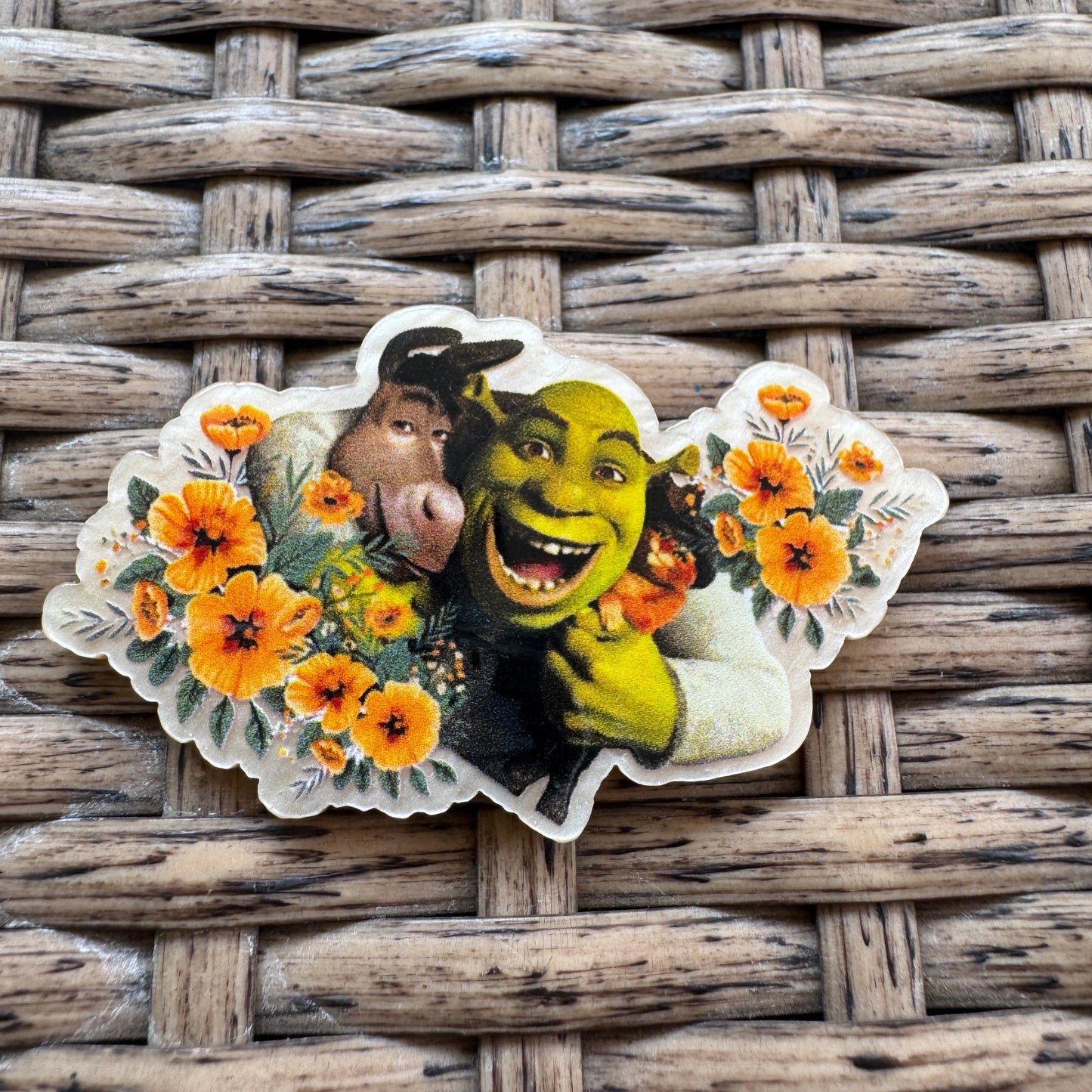 Acrylic Fatback, Planar, Cabochon, Craft Supply - Cartoon Shrek and Donkey