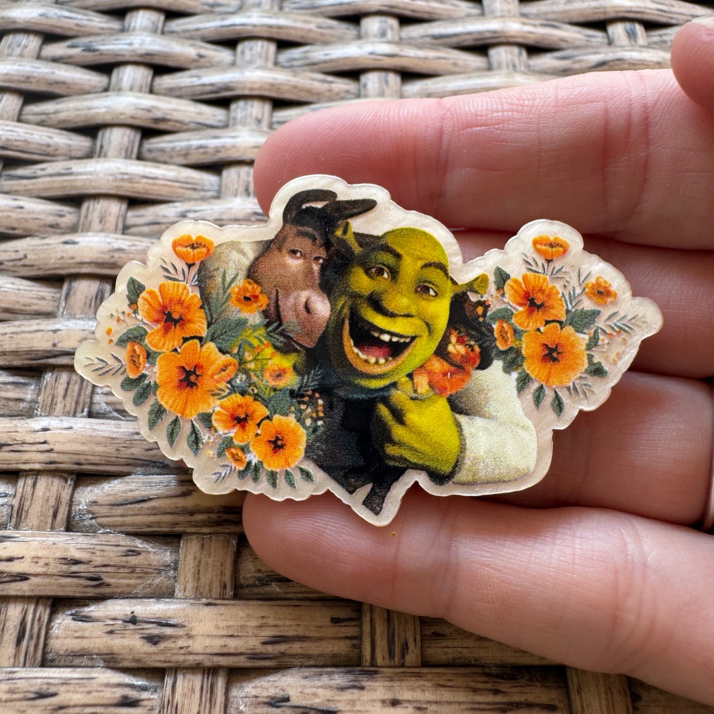 Acrylic Fatback, Planar, Cabochon, Craft Supply - Cartoon Shrek and Donkey
