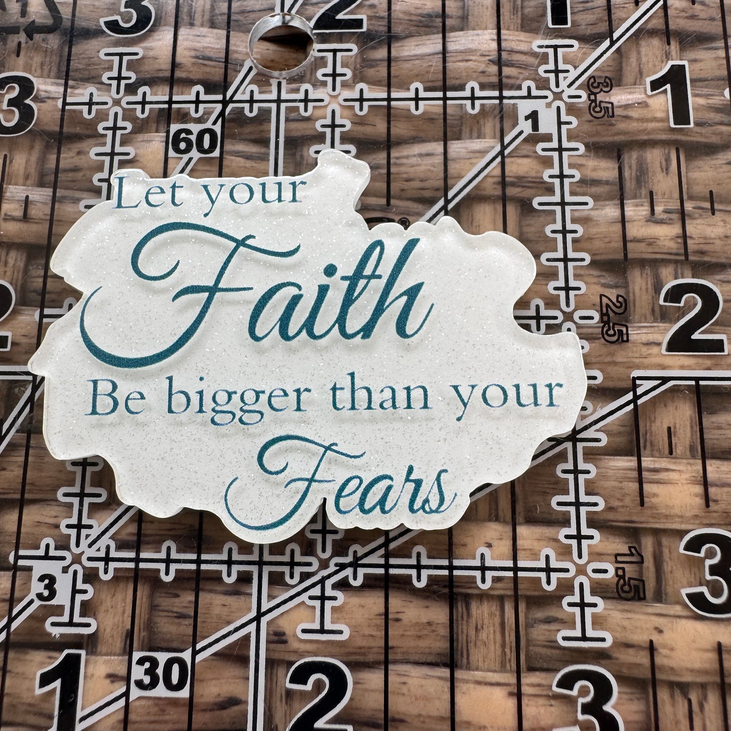 Acrylic Fatback, Planar, Cabochon, Craft Supply - Coffee - Religious Let Your Faith