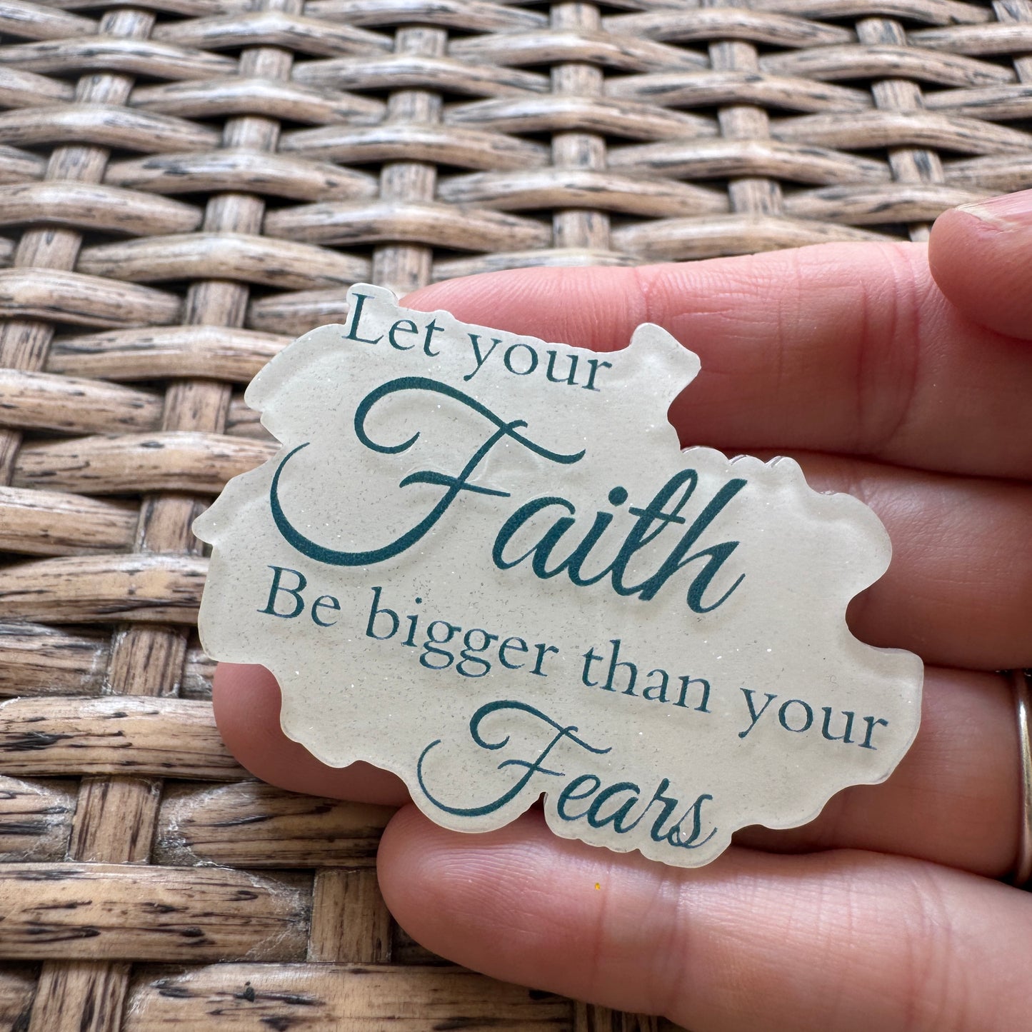 Acrylic Fatback, Planar, Cabochon, Craft Supply - Coffee - Religious Let Your Faith