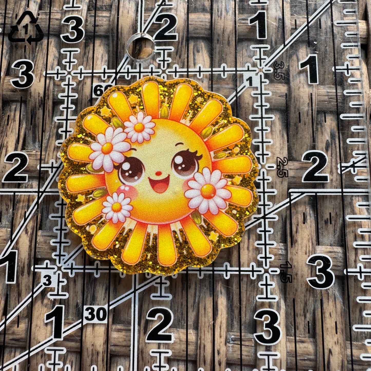 Acrylic Flatback,  Planar, Cabochon, Single Pc - Sunshine and Daisy