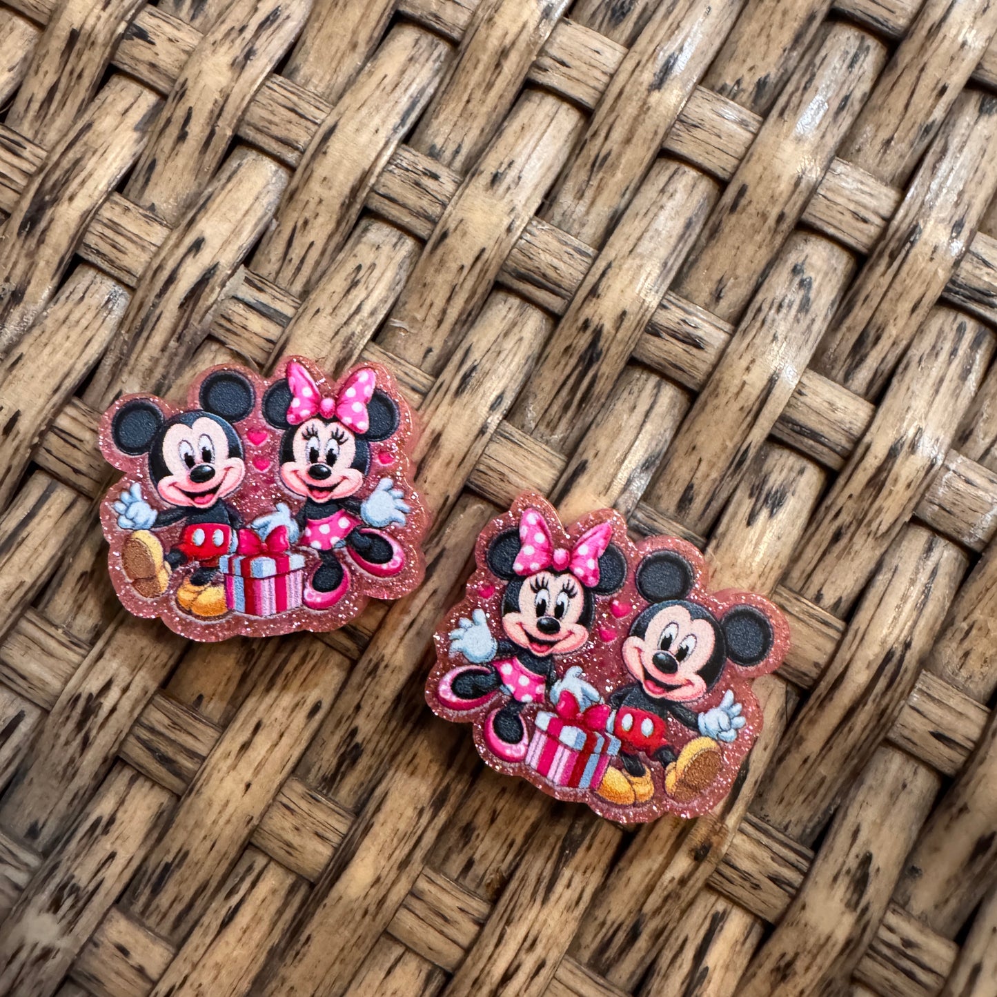 Mickey Small Acrylic Focal Bead Set of Two  – Double-Sided Image Charms for Beadable Pens, Badge Reels, Keychains, Jewelry, Junk Cases