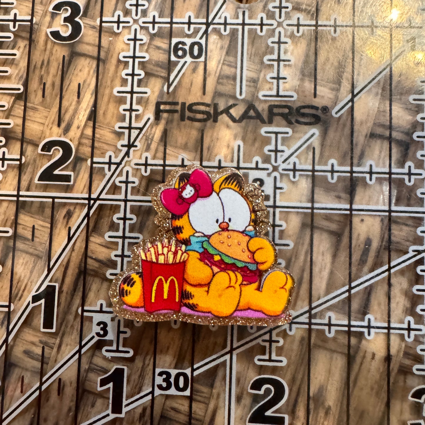 Garfield Small Acrylic Focal Bead Set of Two  – Double-Sided Image Charms for Beadable Pens, Badge Reels, Keychains, Jewelry, Junk Cases