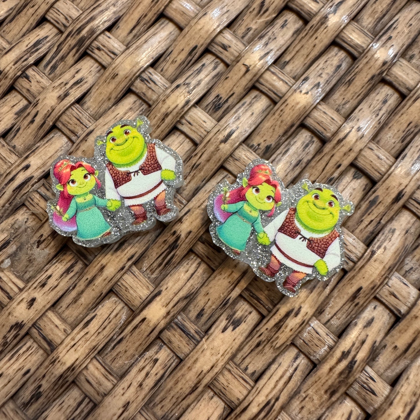 Shrek and Fiona Small Acrylic Focal Bead Set of Two  – Double-Sided Image Charms for Beadable Pens, Badge Reels, Keychains, Jewelry, Junk Cases