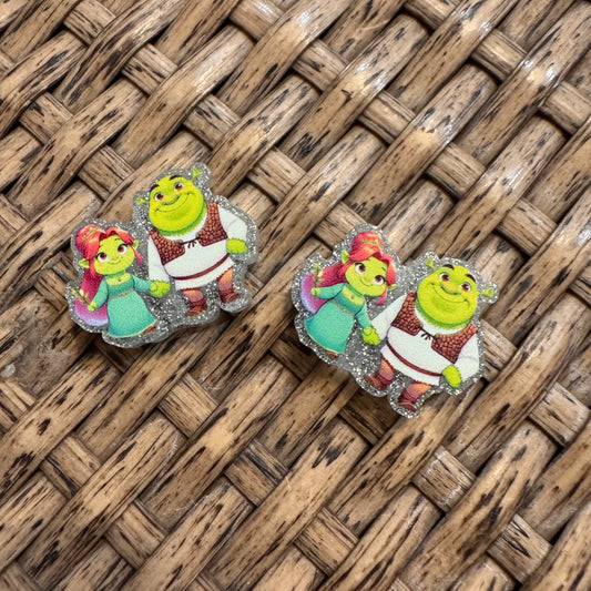Shrek and Fiona Small Acrylic Focal Bead Set of Two  – Double-Sided Image Charms for Beadable Pens, Badge Reels, Keychains, Jewelry, Junk Cases
