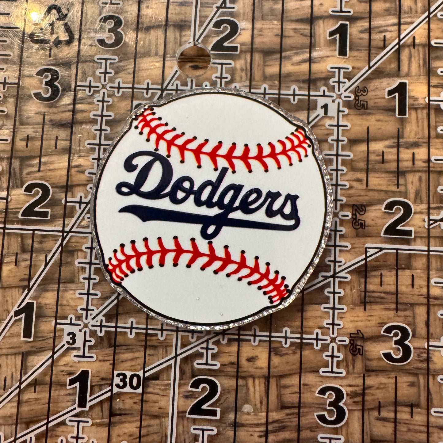 Dodgers Baseball Flatback,  Planar, Cabochon, Single Pc
