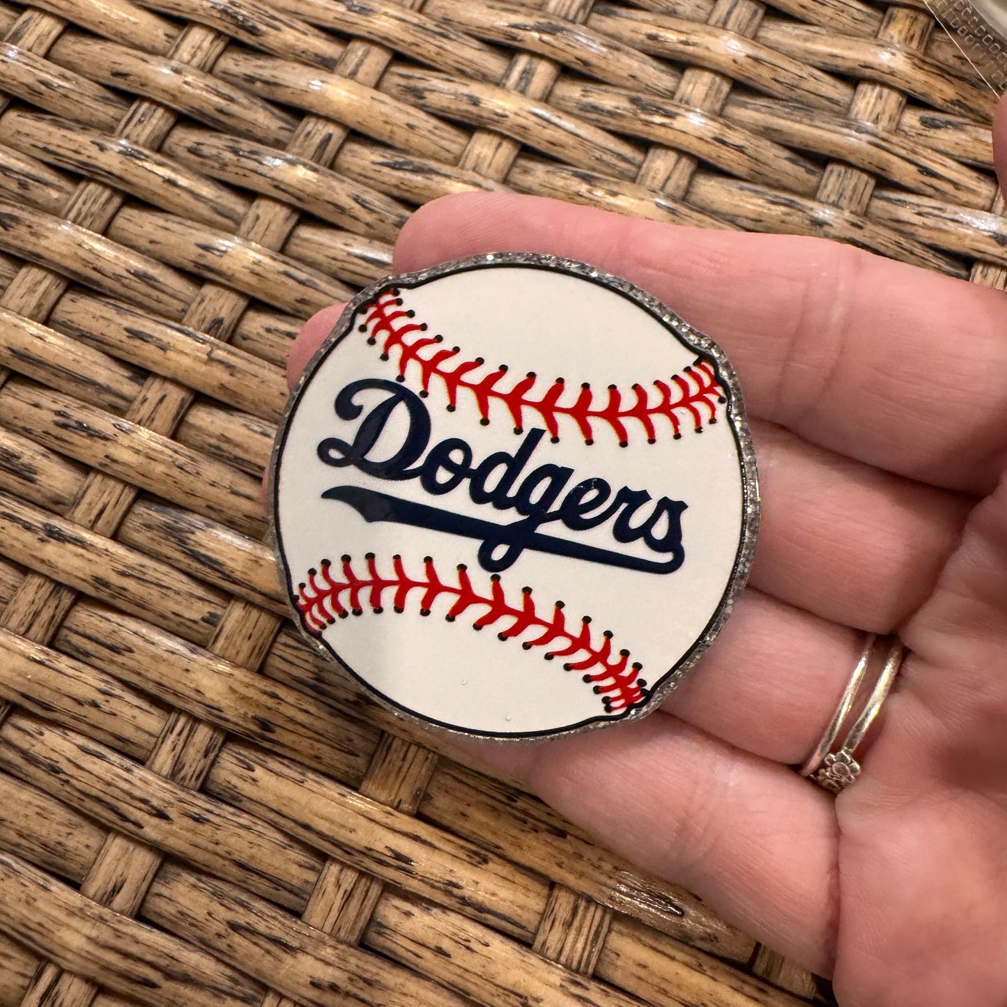 Dodgers Baseball Flatback,  Planar, Cabochon, Single Pc
