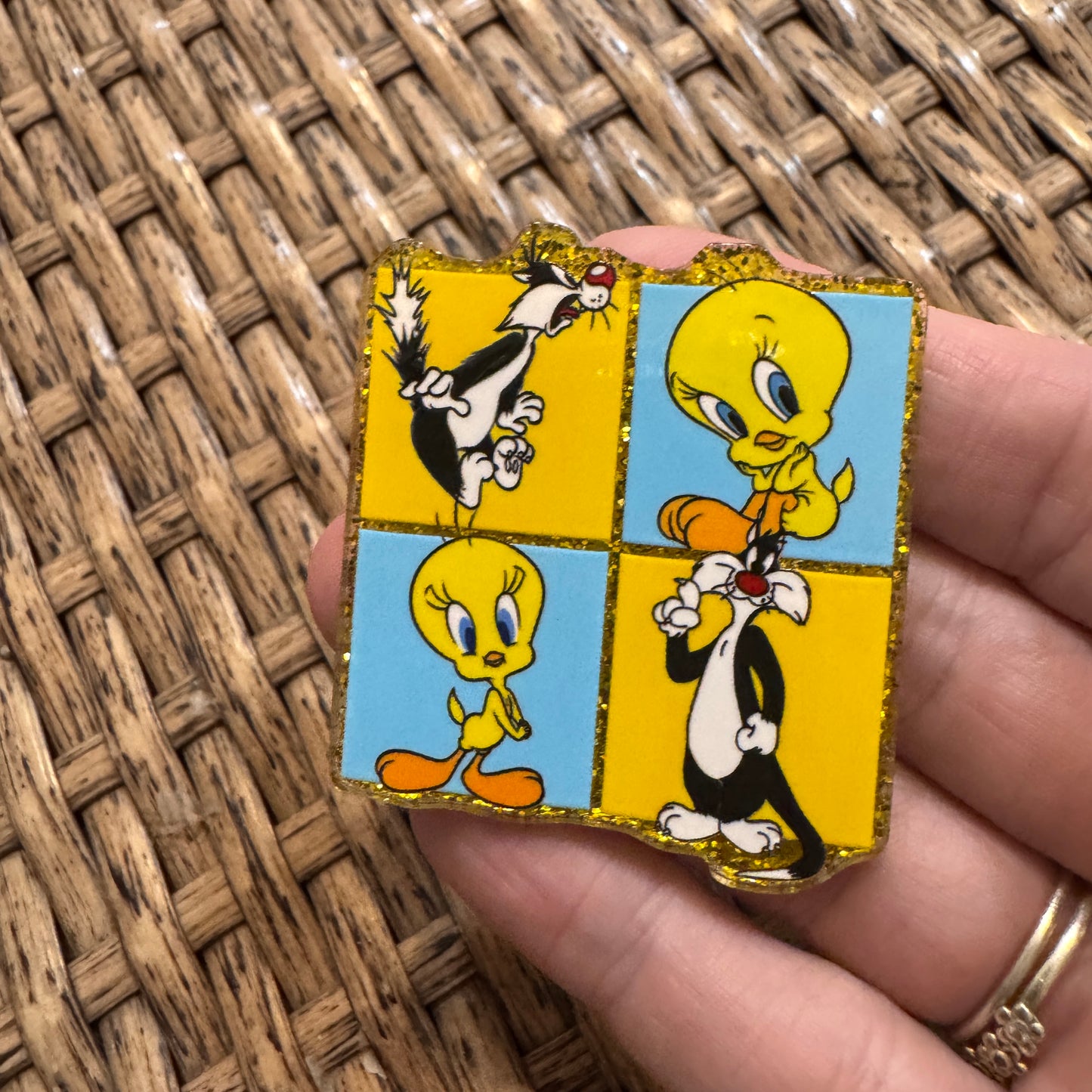Silvester and Tweety Bird Flatback,  Planar, Cabochon, Single Pc