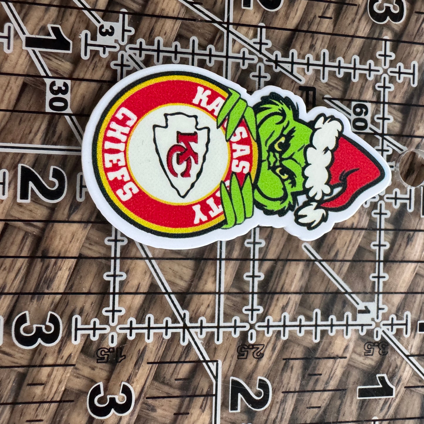 Acrylic Flatback,  Planar, Cabochon, Single Pc - KC Chiefs Christmas Grinch