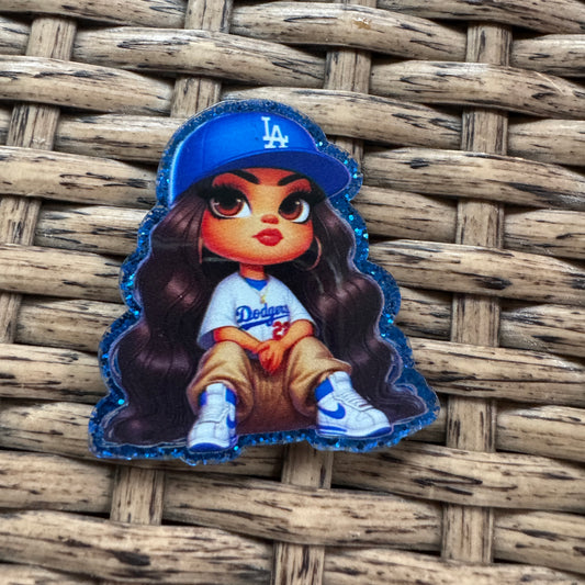 Acrylic Flatback,  Planar, Cabochon, Single Pc - Baseball Dodgers Girl