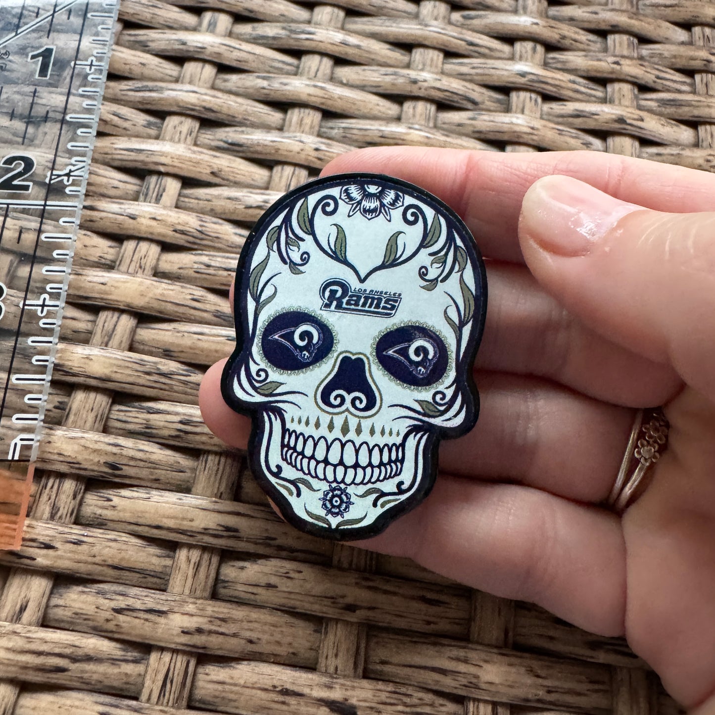 Acrylic Flatback,  Planar, Cabochon, Single Pc - Football Rams Skull