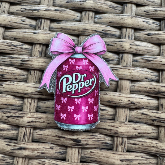 Acrylic Flatback,  Planar, Cabochon, Single Pc - Dr Pepper With A Bow, Small