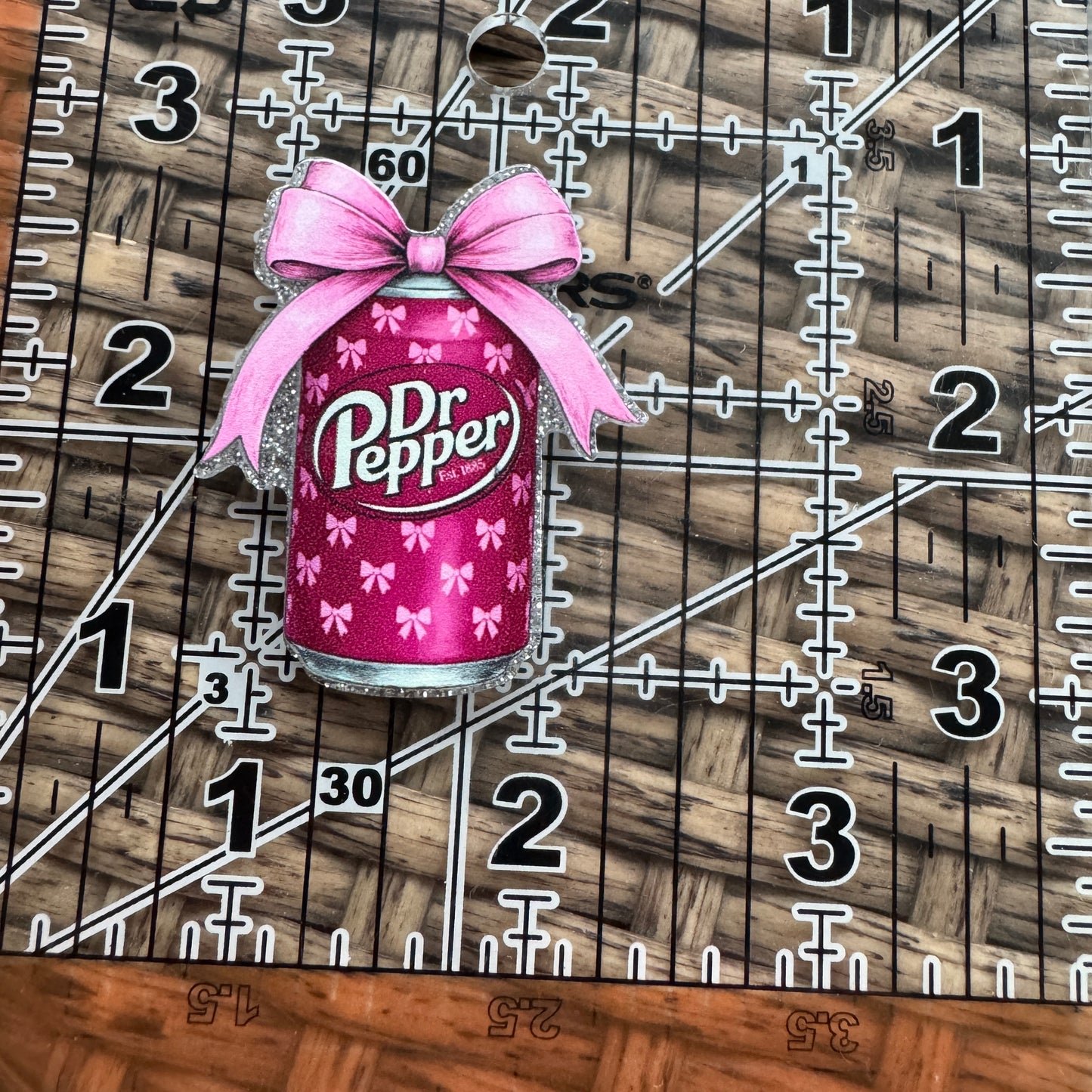 Acrylic Flatback,  Planar, Cabochon, Single Pc - Dr Pepper With A Bow, Small