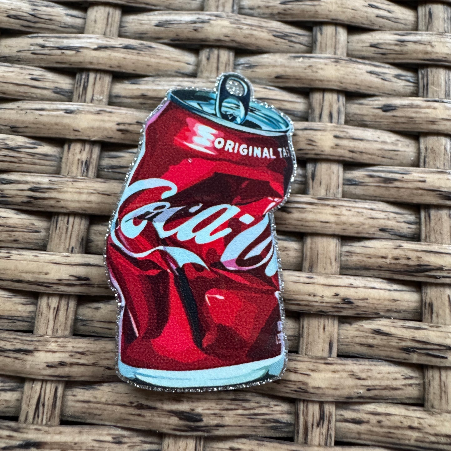 Acrylic Flatback,  Planar, Cabochon, Single Pc - Crinkle Can of Coke