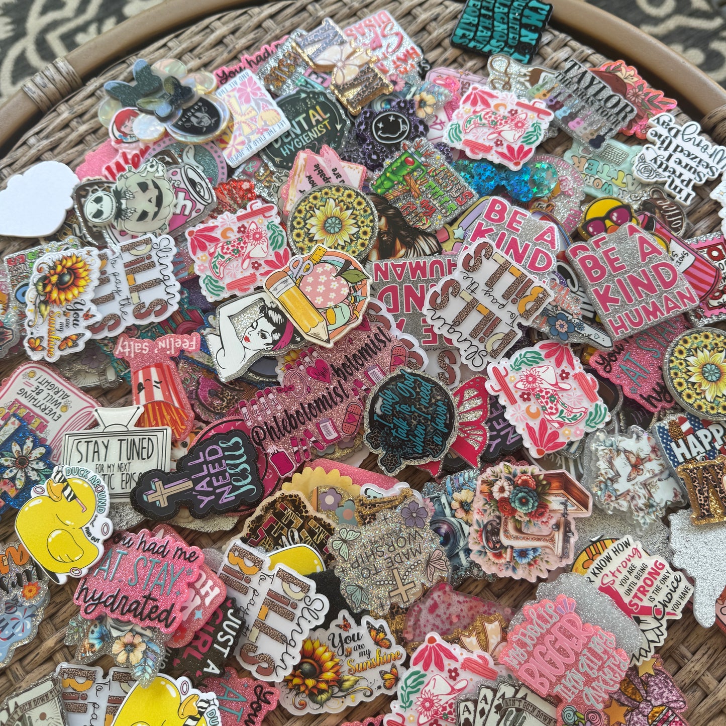 Mystery Bundle Flatback - Nurse, Teacher, All the kinds.. NO cuss words - Glitter Flatback