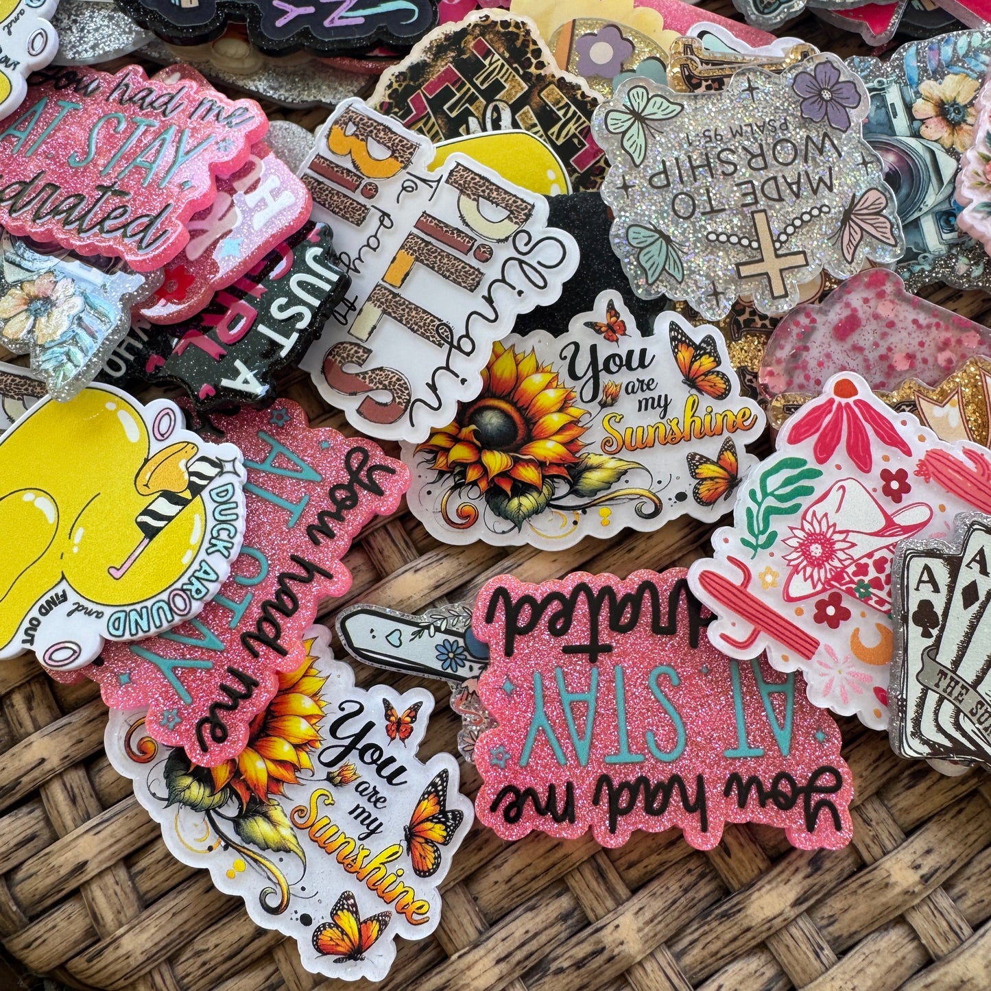 Mystery Bundle Flatback - Nurse, Teacher, All the kinds.. NO cuss words - Glitter Flatback