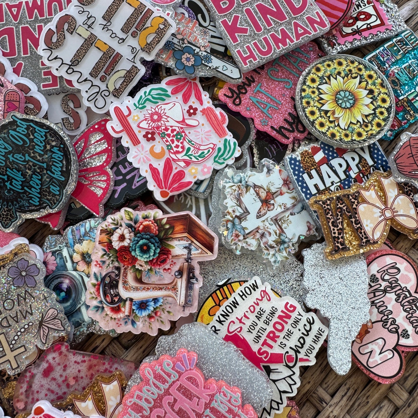 Mystery Bundle Flatback - Nurse, Teacher, All the kinds.. NO cuss words - Glitter Flatback