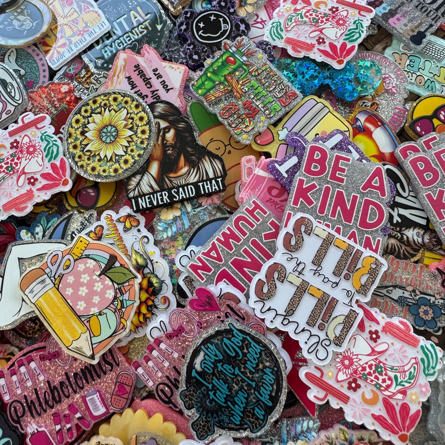 Mystery Bundle Flatback - Nurse, Teacher, All the kinds.. NO cuss words - Glitter Flatback