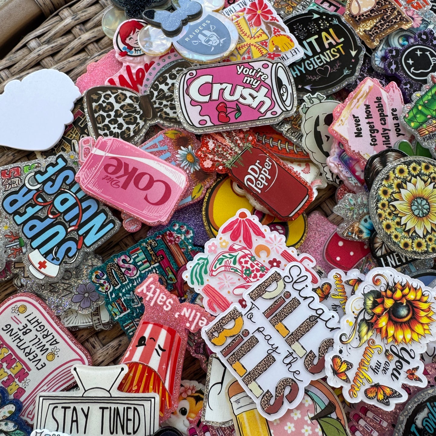 Mystery Bundle Flatback - Nurse, Teacher, All the kinds.. NO cuss words - Glitter Flatback