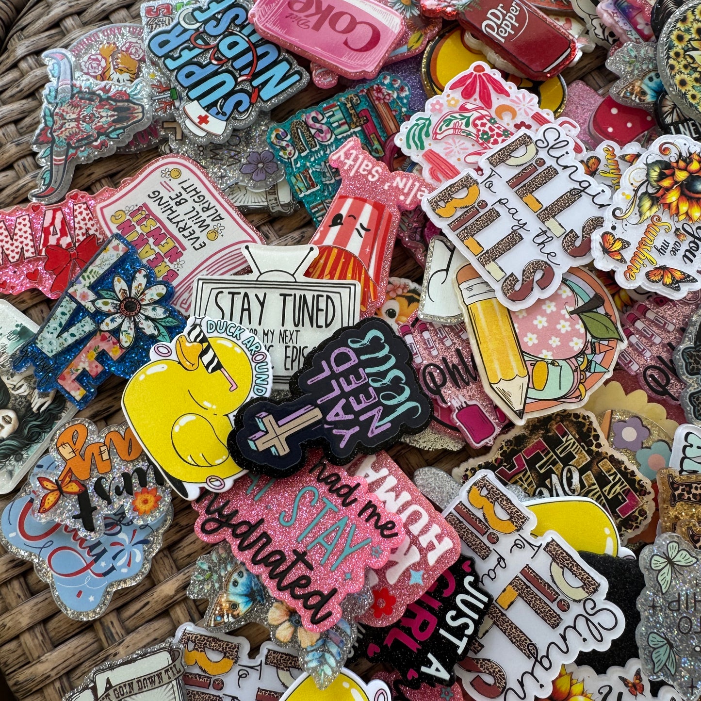 Mystery Bundle Flatback - Nurse, Teacher, All the kinds.. NO cuss words - Glitter Flatback