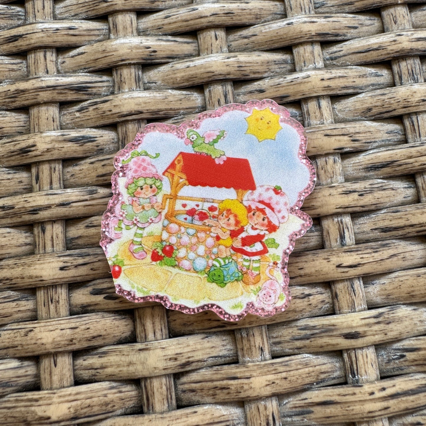 Acrylic Flatback,  Planar, Cabochon, Single Pc - Strawberry Shortcake