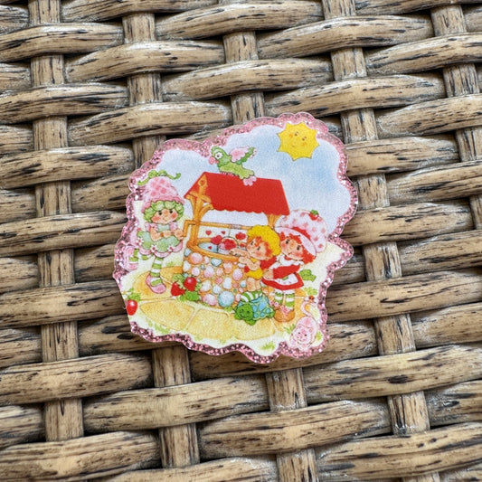 Acrylic Flatback,  Planar, Cabochon, Single Pc - Strawberry Shortcake
