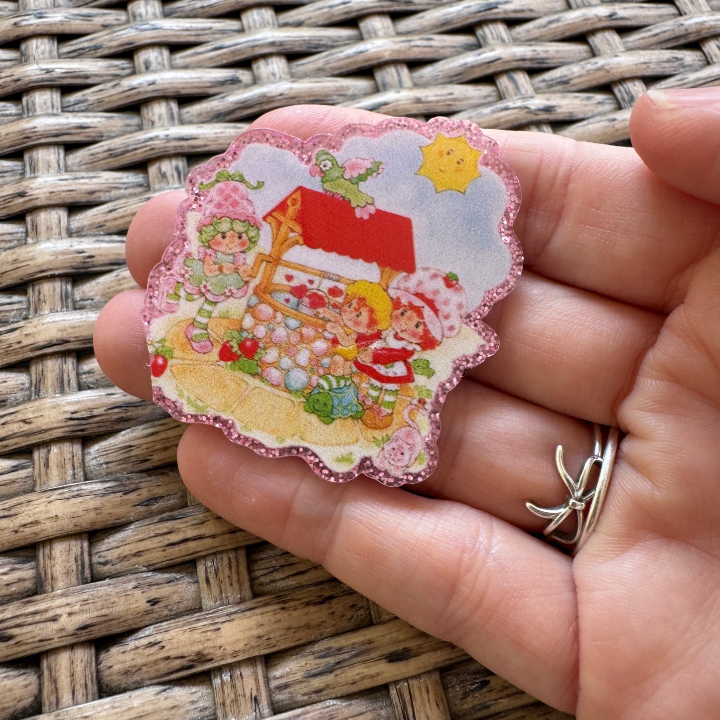 Acrylic Flatback,  Planar, Cabochon, Single Pc - Strawberry Shortcake