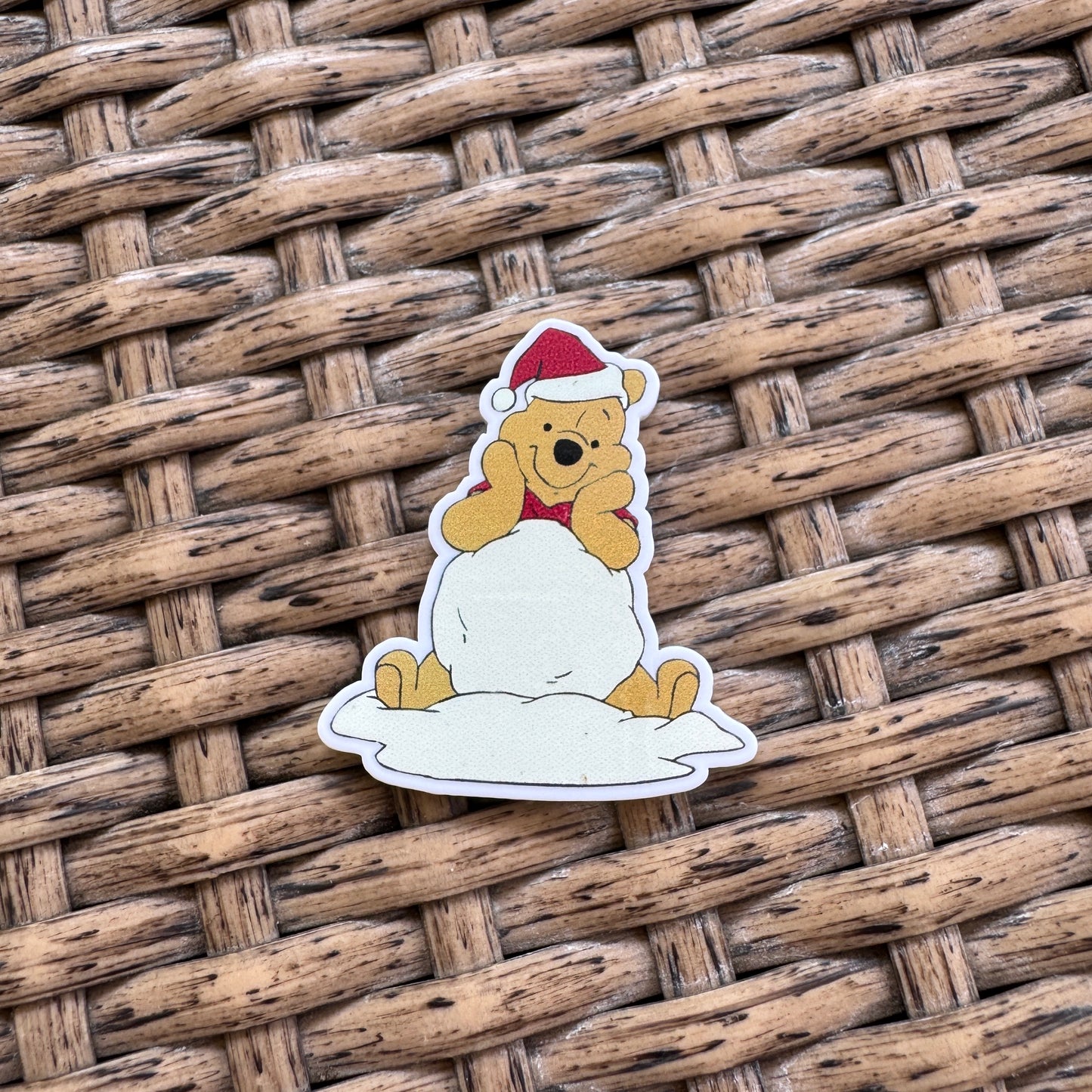 Acrylic Flatback,  Planar, Cabochon, Single Pc - Pooh Bear and snow