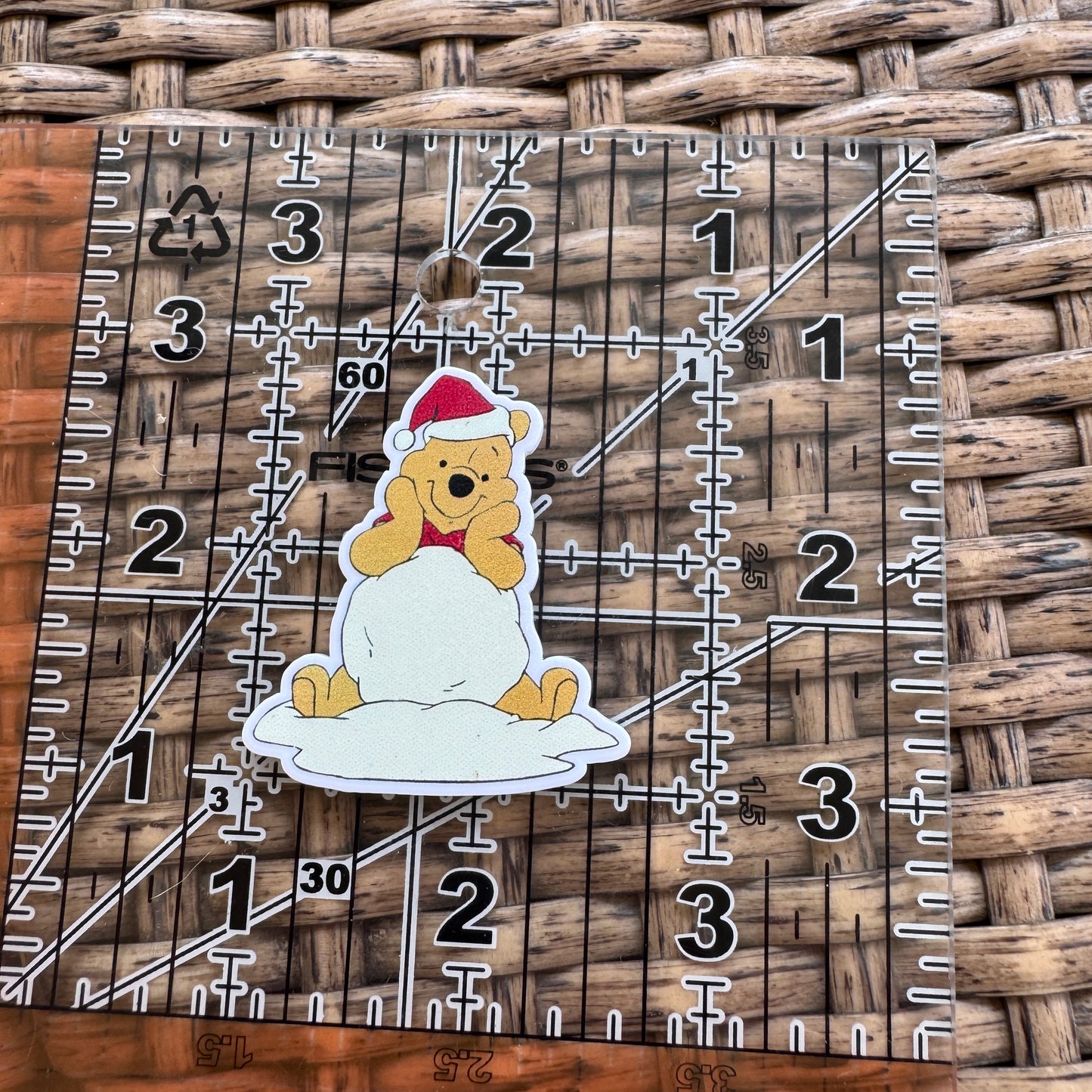 Acrylic Flatback,  Planar, Cabochon, Single Pc - Pooh Bear and snow