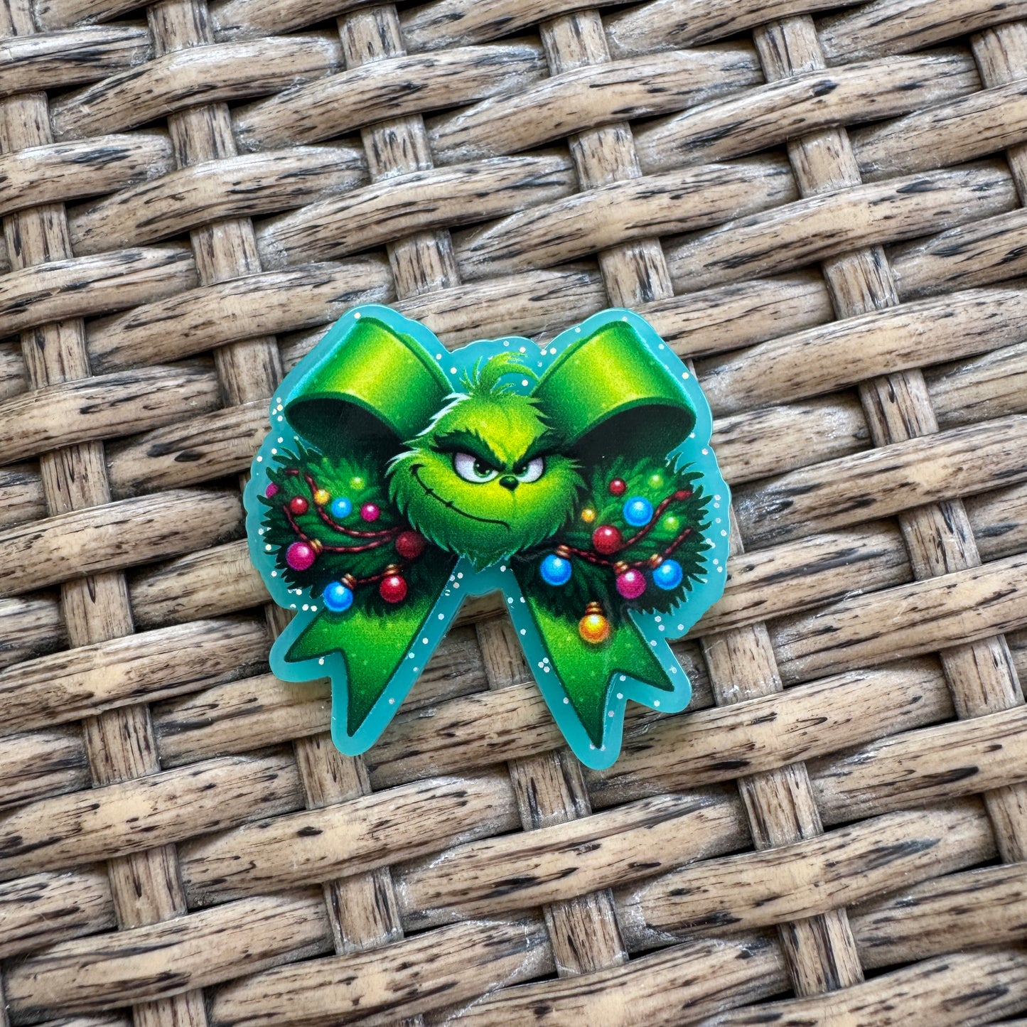 Acrylic Flatback,  Planar, Cabochon, Single Pc - Grinch Bow