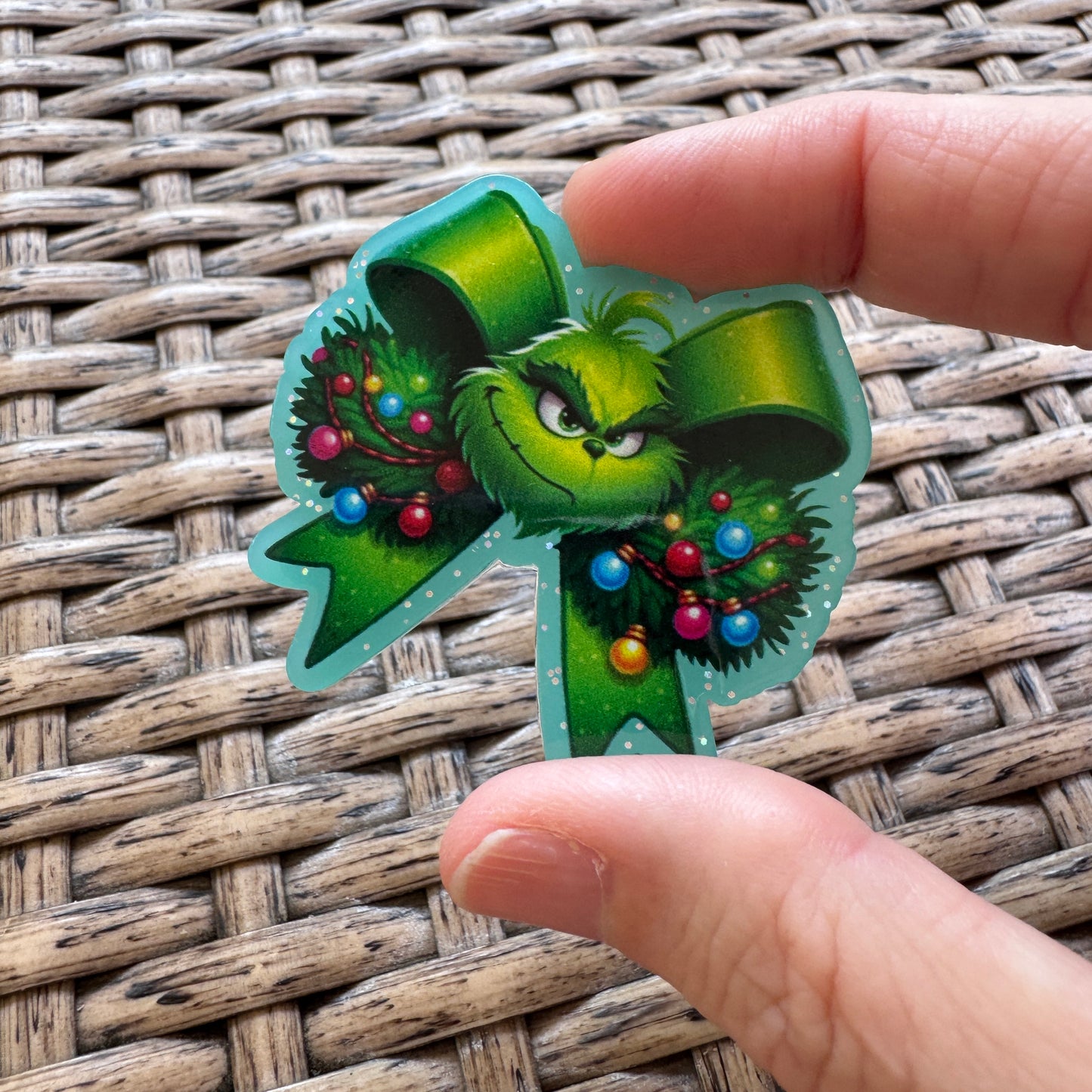 Acrylic Flatback,  Planar, Cabochon, Single Pc - Grinch Bow