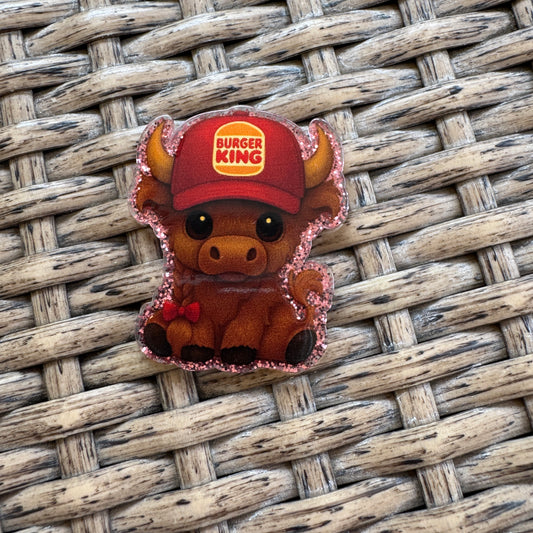 Acrylic Flatback,  Planar, Cabochon, Single Pc - Cow Burger King