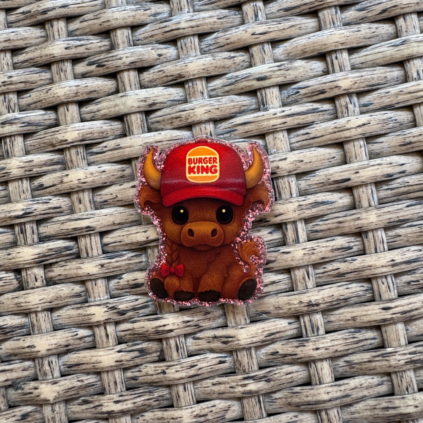 Acrylic Flatback,  Planar, Cabochon, Single Pc - Cow Burger King