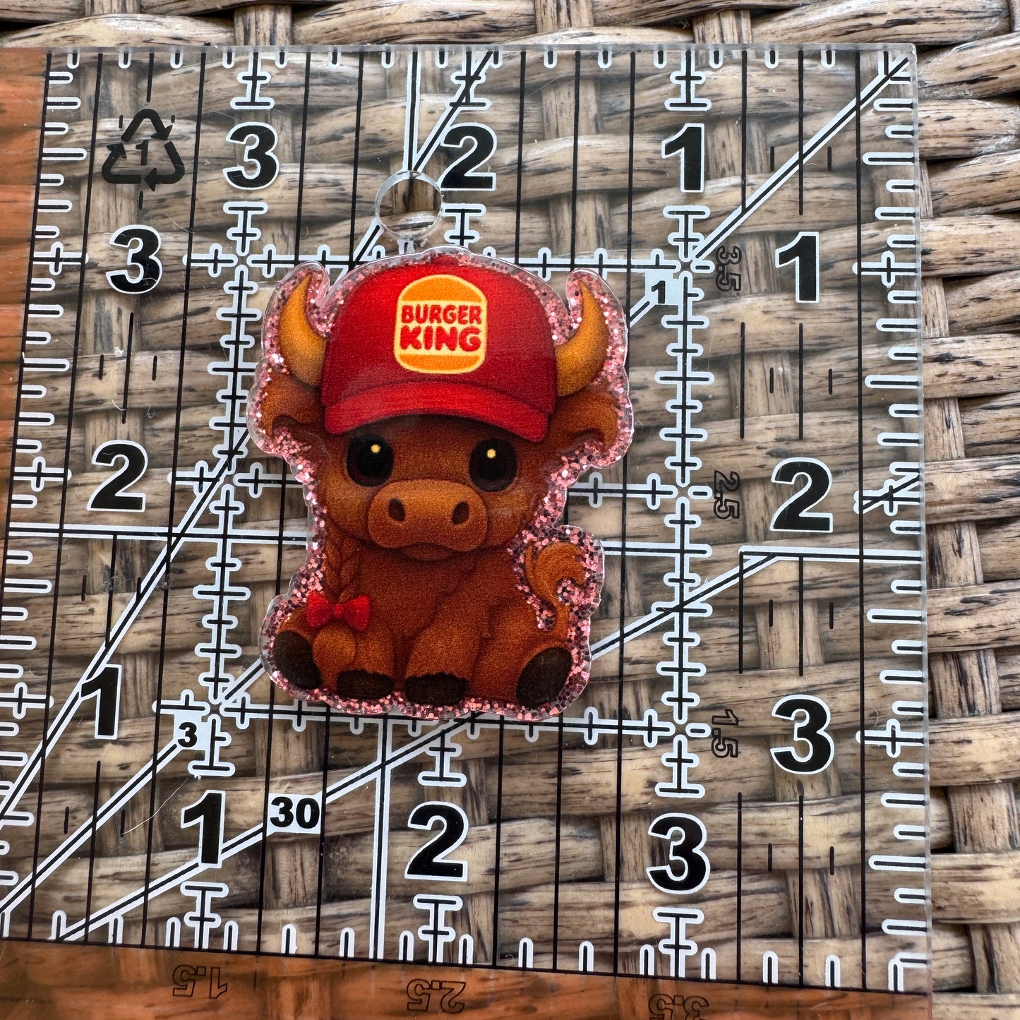 Acrylic Flatback,  Planar, Cabochon, Single Pc - Cow Burger King