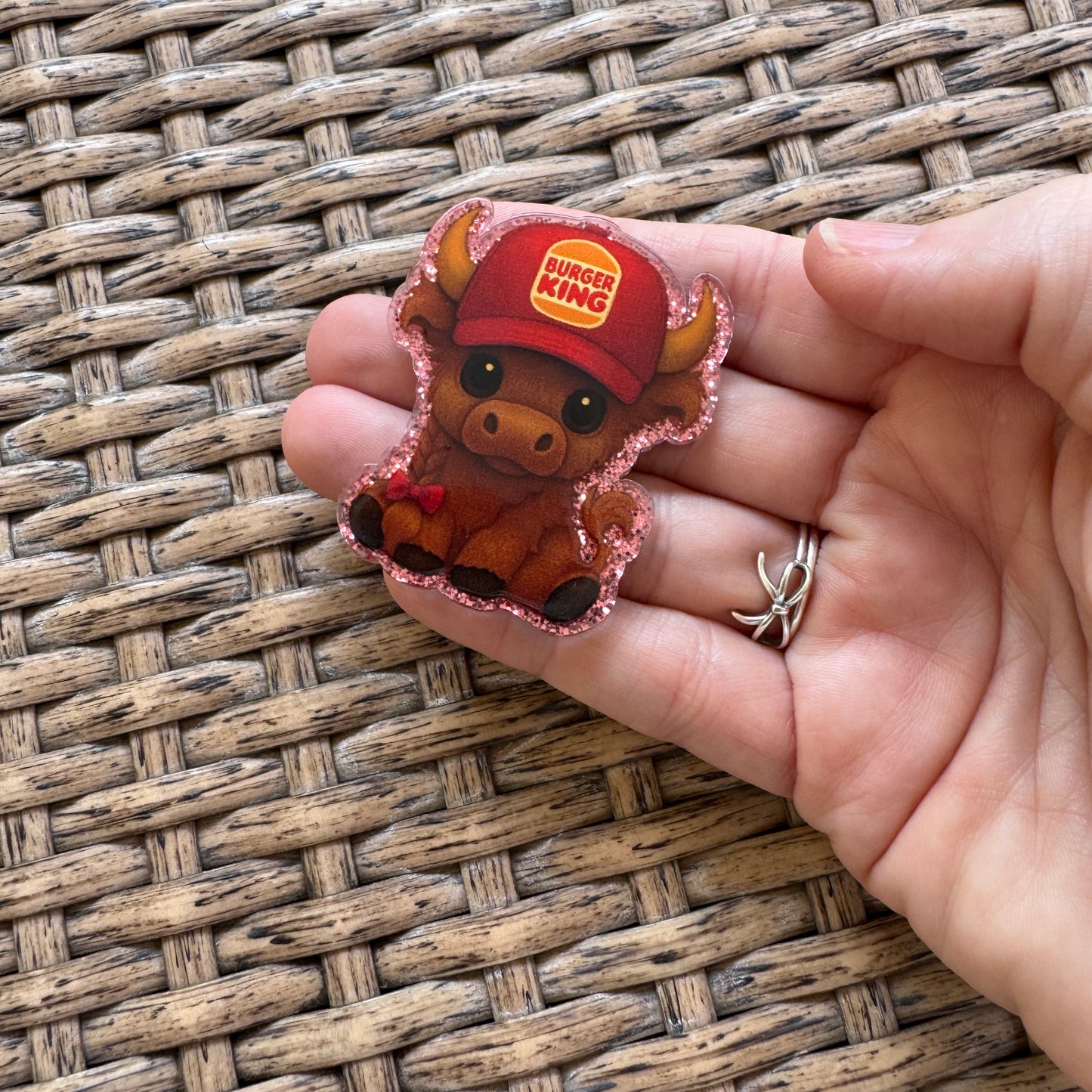 Acrylic Flatback,  Planar, Cabochon, Single Pc - Cow Burger King