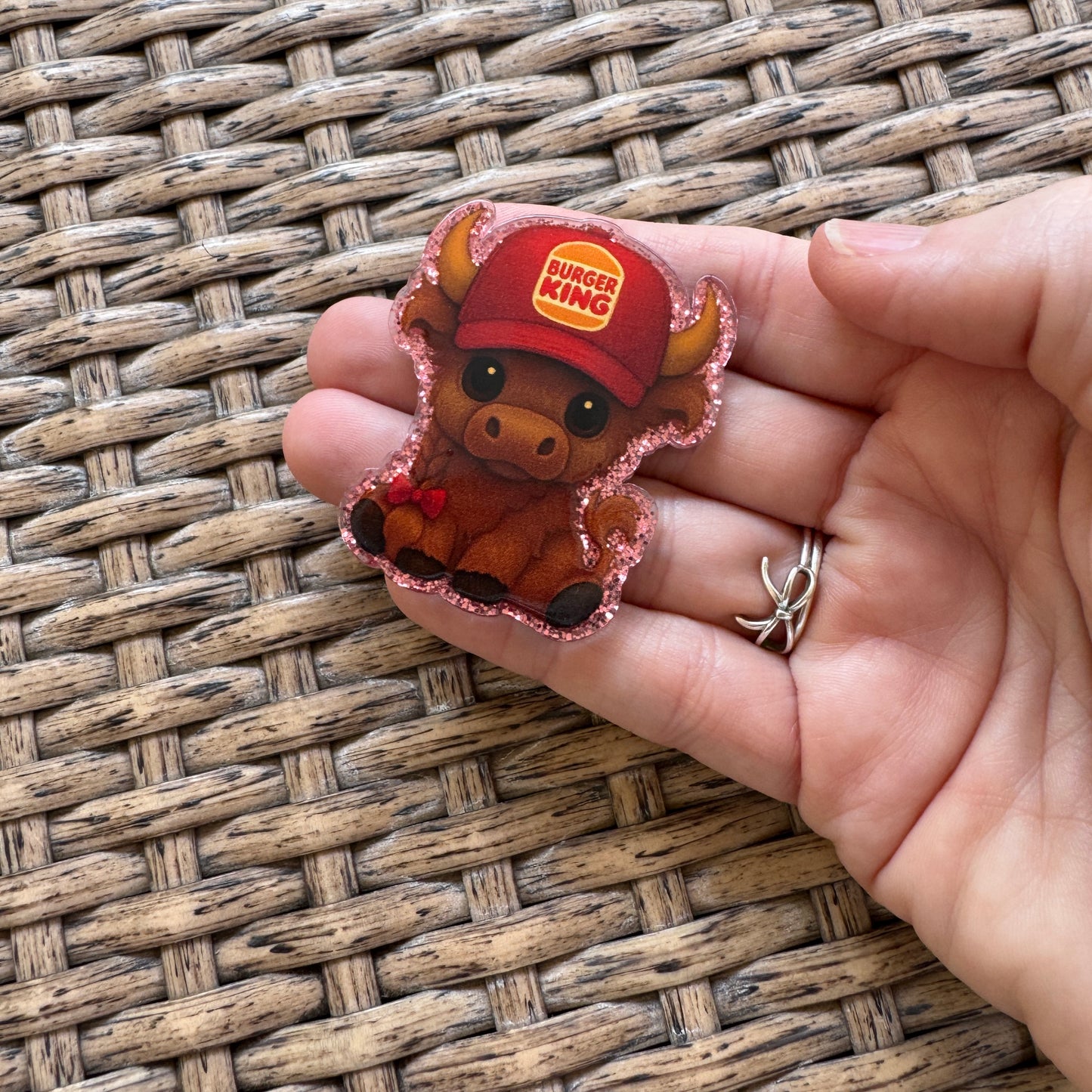 Acrylic Flatback,  Planar, Cabochon, Single Pc - Cow Burger King