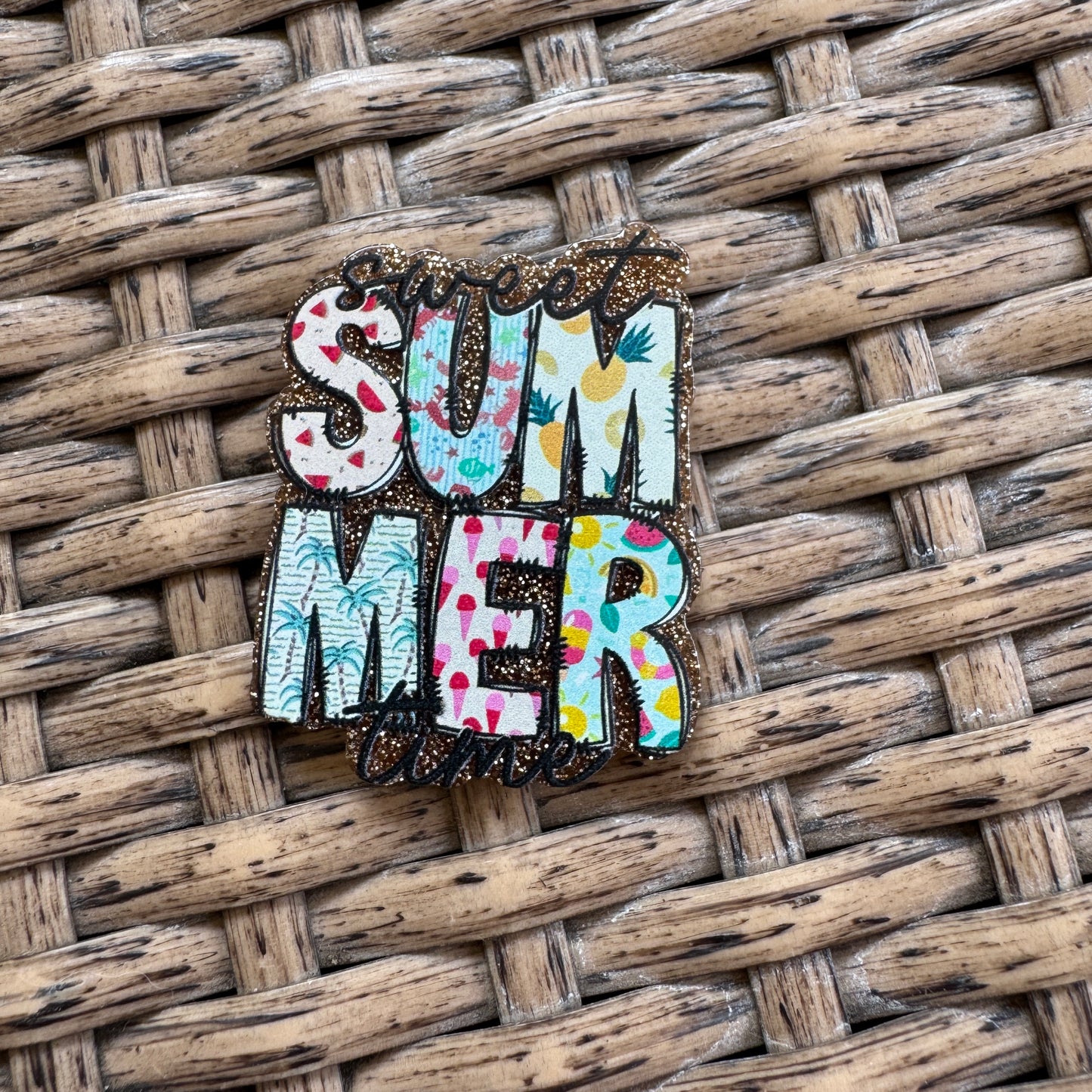 Acrylic Flatback,  Planar, Cabochon, Single Pc - Sweet Summer Time