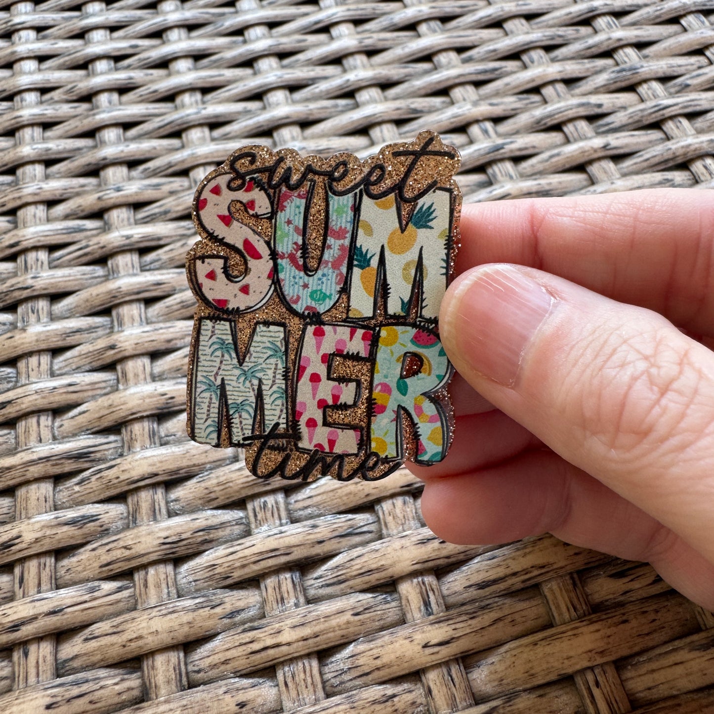 Acrylic Flatback,  Planar, Cabochon, Single Pc - Sweet Summer Time