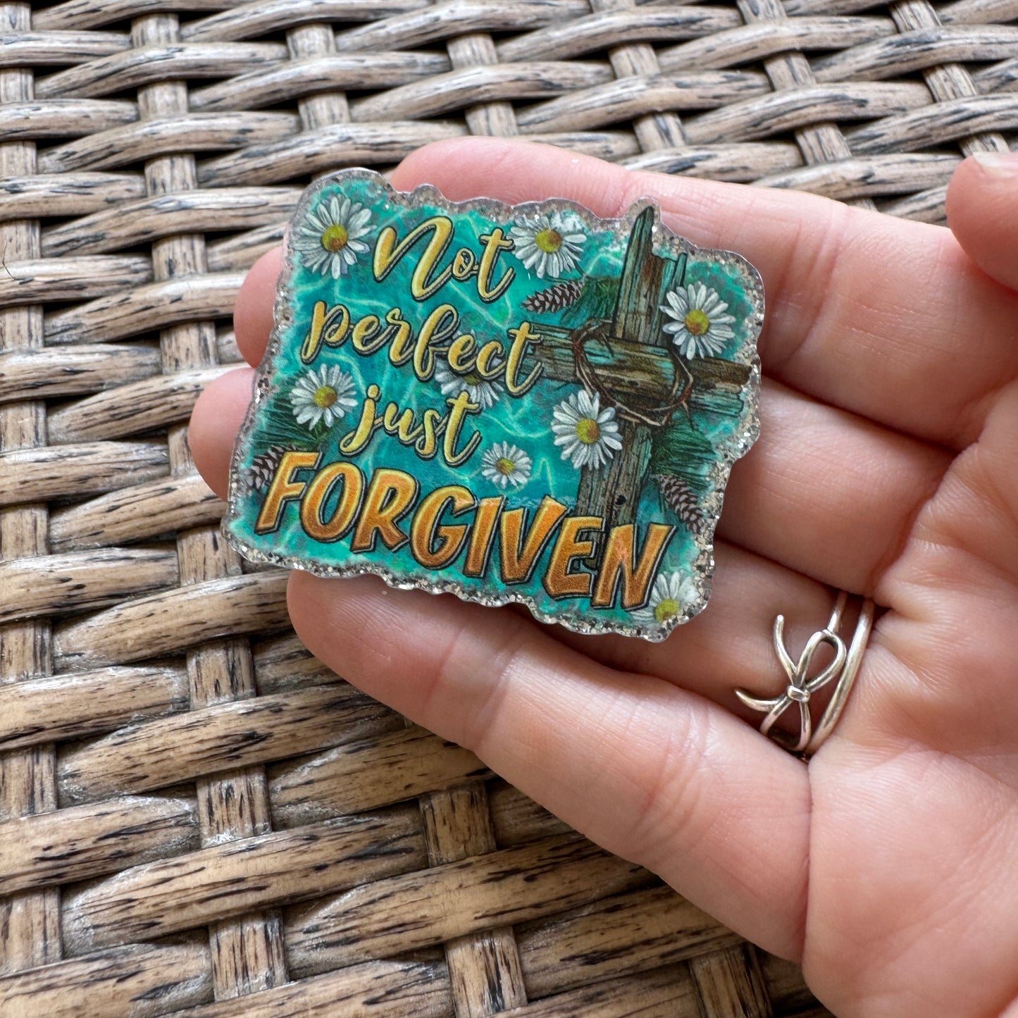 Acrylic Flatback,  Planar, Cabochon, Single Pc - Religious Not Perfect