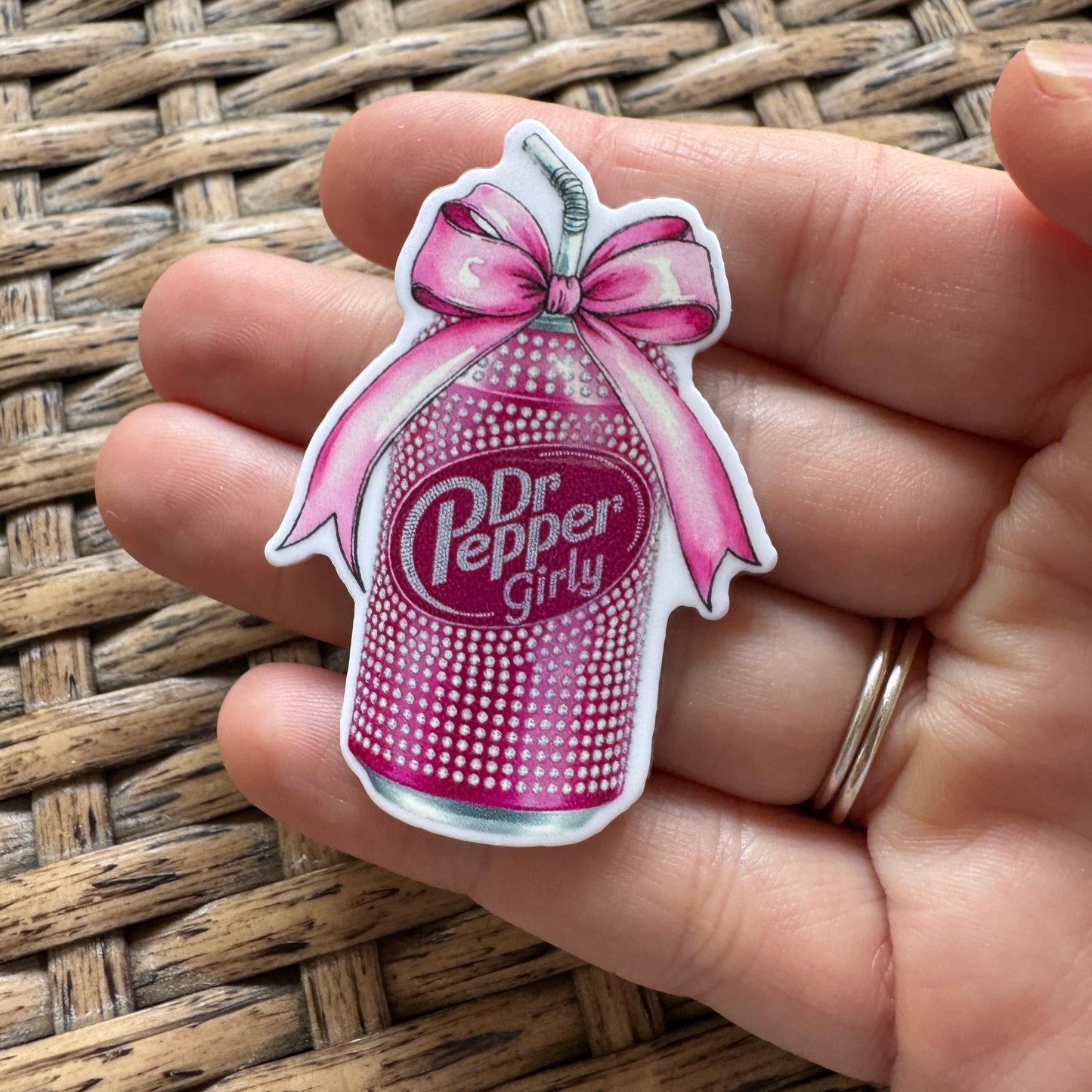 Acrylic Flatback,  Planar, Cabochon, Single Pc - Dr Pepper Girly