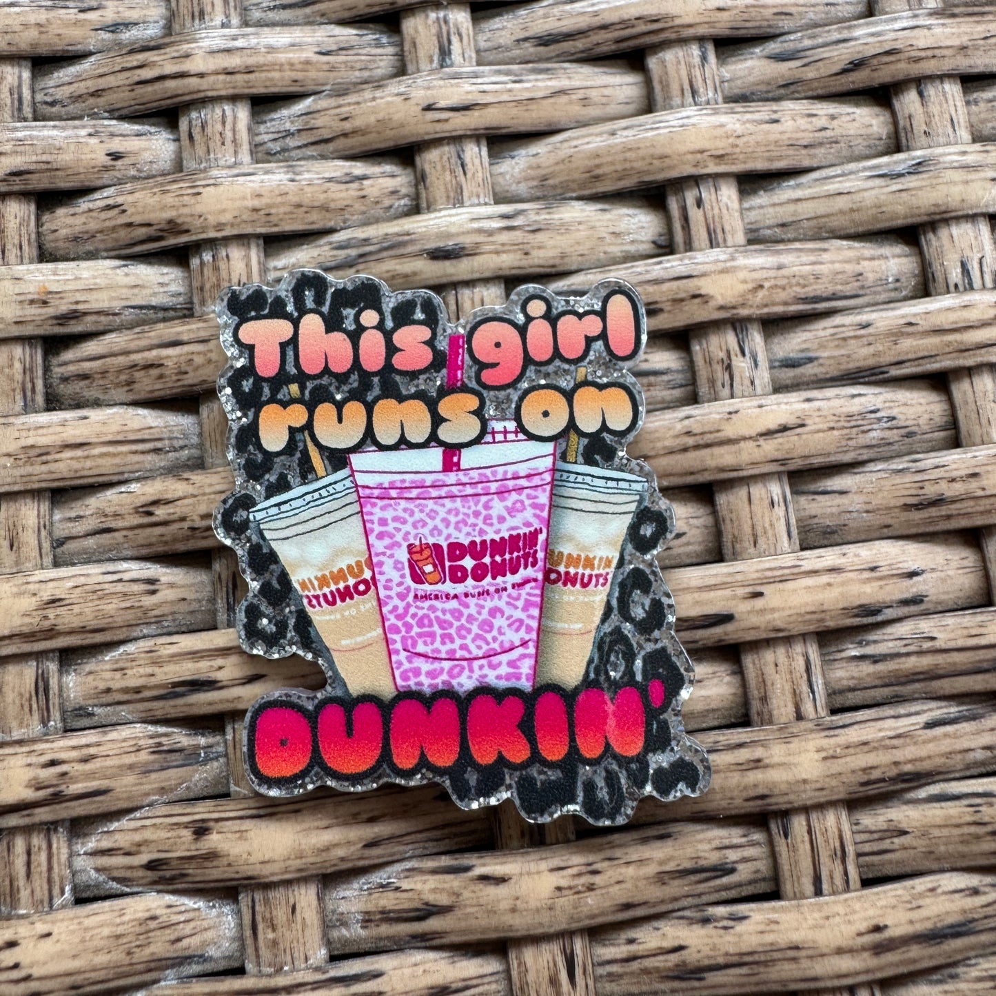 Acrylic Flatback,  Planar, Cabochon, Single Pc - This Girl Runs on Dunkin