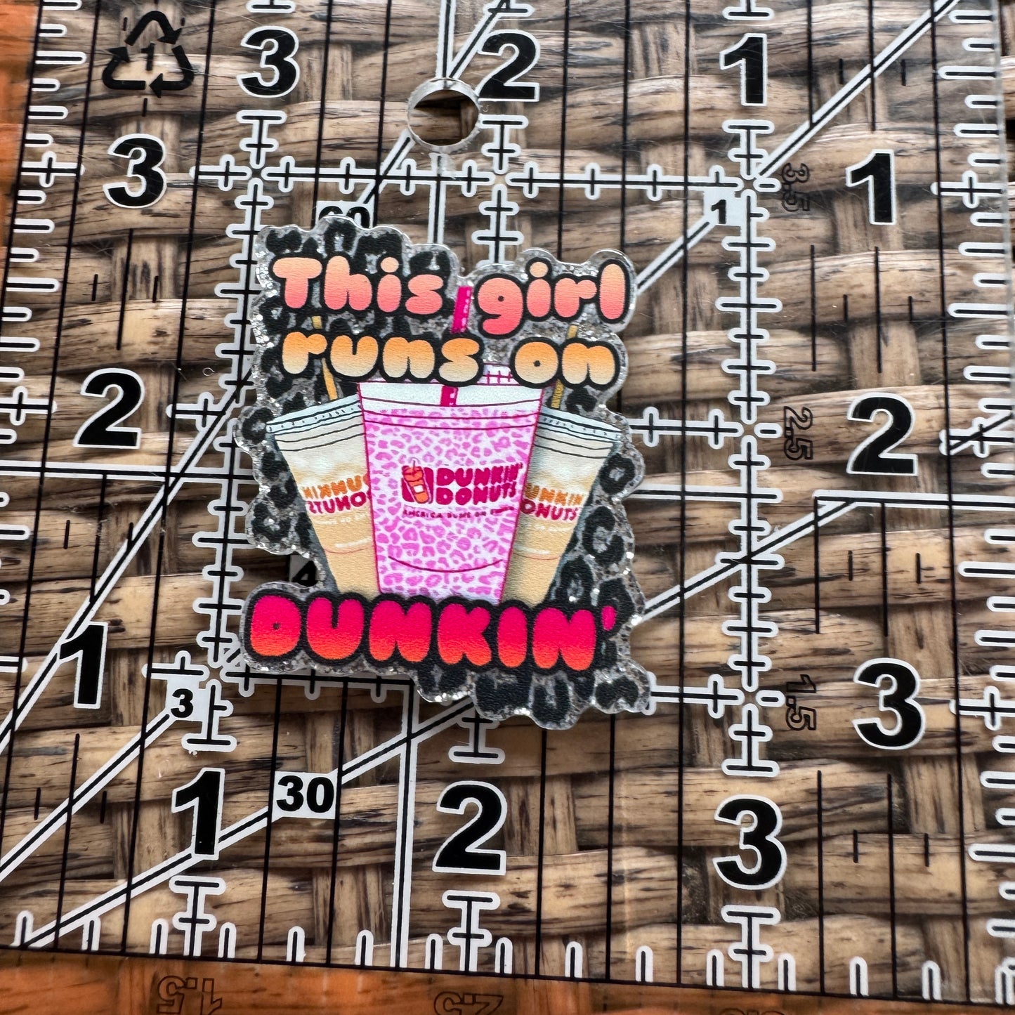 Acrylic Flatback,  Planar, Cabochon, Single Pc - This Girl Runs on Dunkin