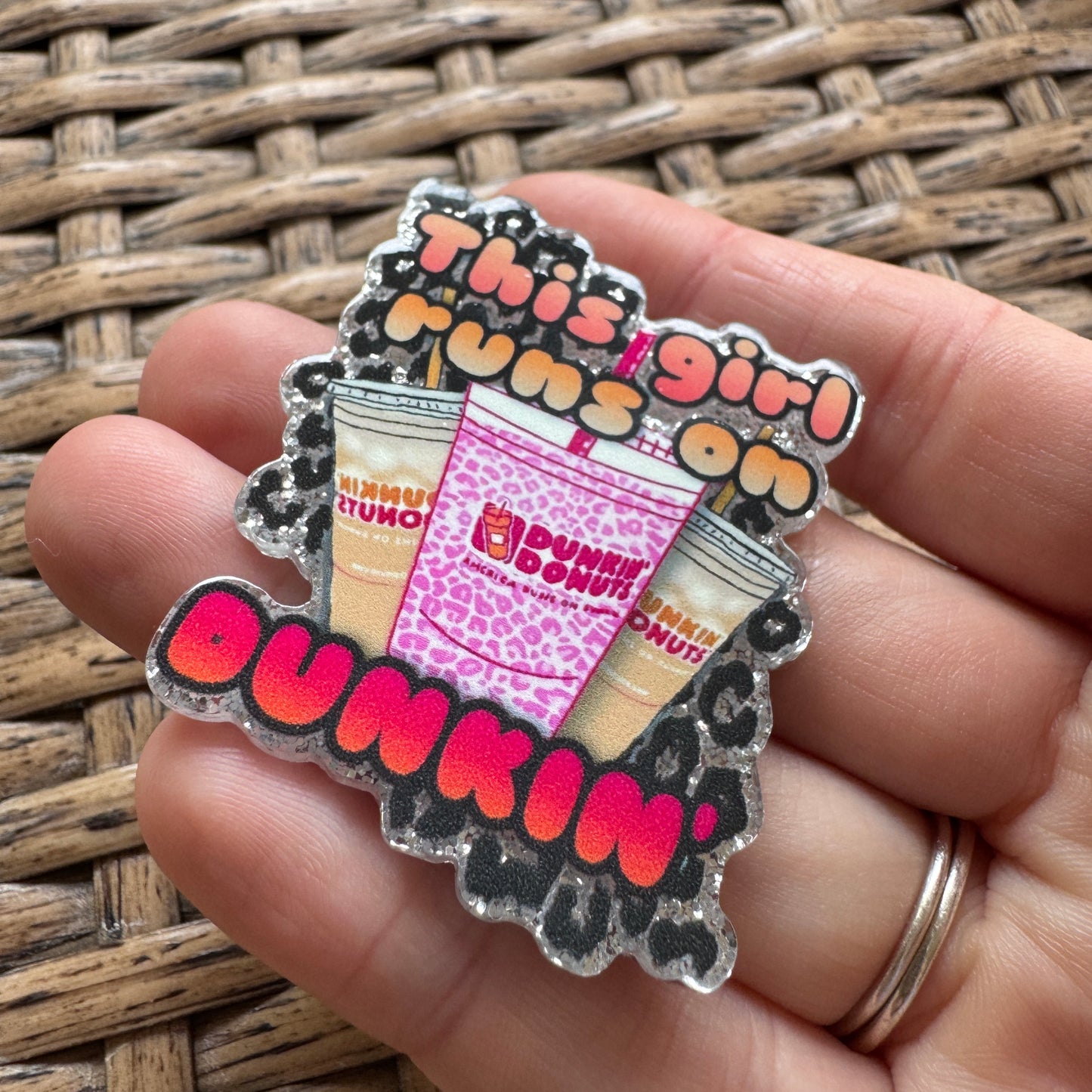 Acrylic Flatback,  Planar, Cabochon, Single Pc - This Girl Runs on Dunkin